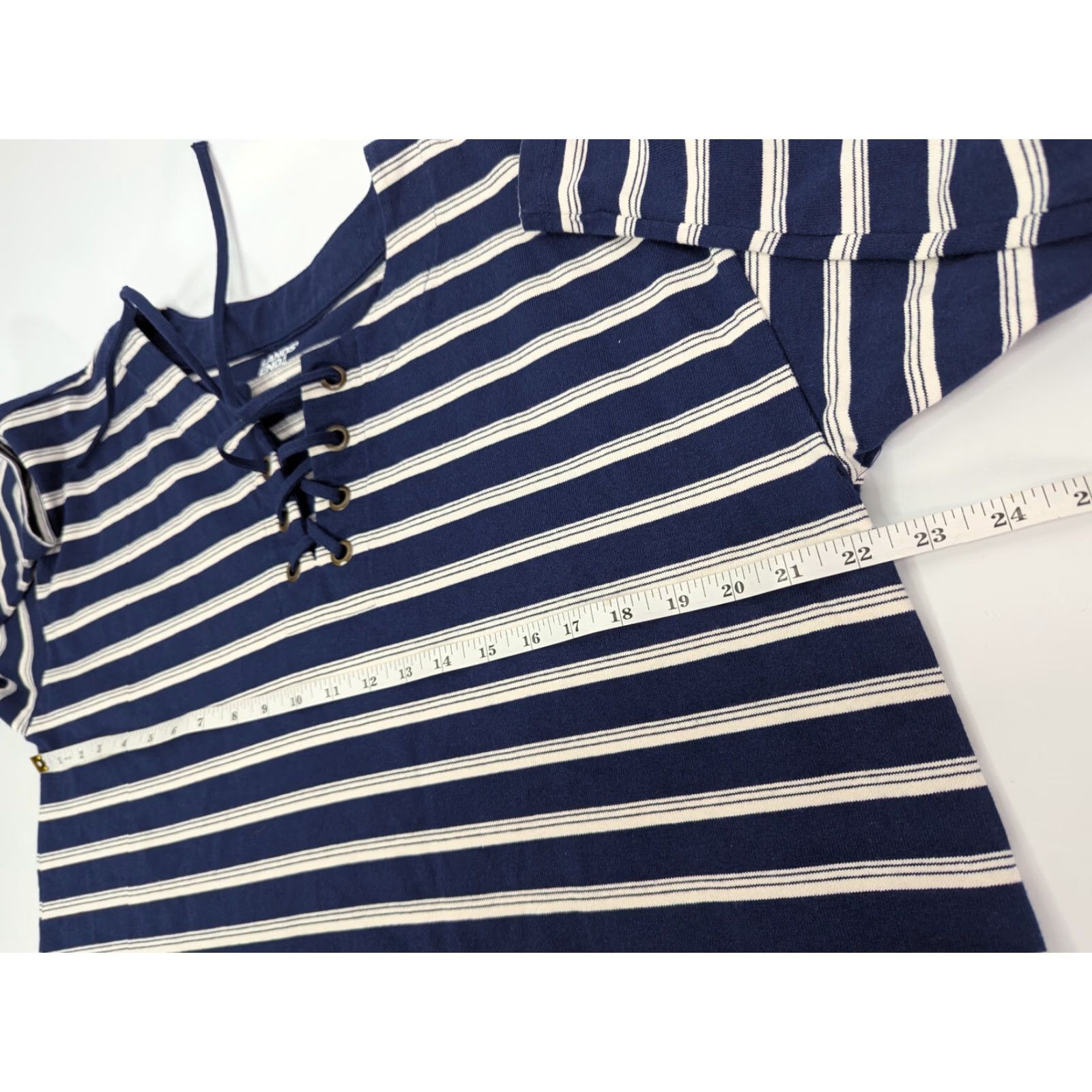 Lands' End Lands' End Tunic Shirt Women L Heavyweight Striped Long Sleeve Blue Rugby Pattern Size L / US 10 / IT 46 - 6 Thumbnail