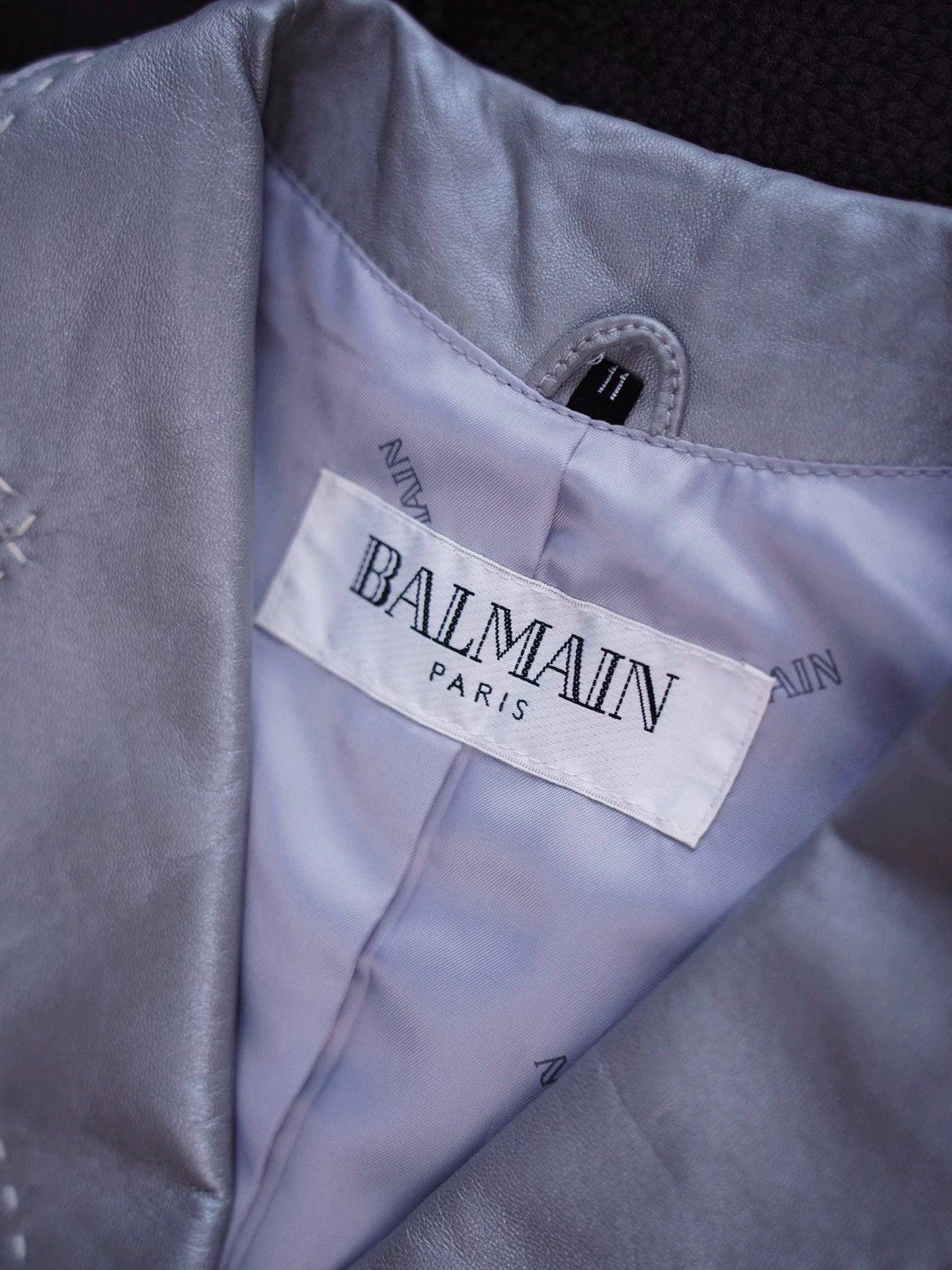 Balmain Balmain Silver Lambskin Tailored Blazer S/M Size S / US 4 / IT 40 - 3 Thumbnail