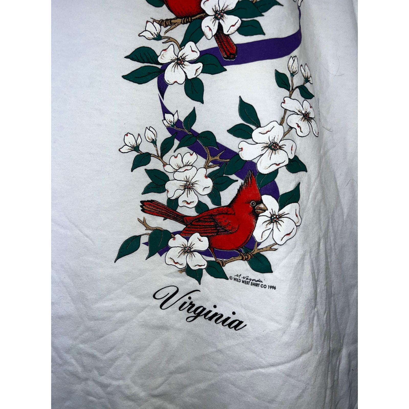 Jerzees Vintage Sleeper Shirt Virginia Cardinal Sleep Shirt 90s OSFA Size US XL / EU 56 / 4 - 3 Thumbnail