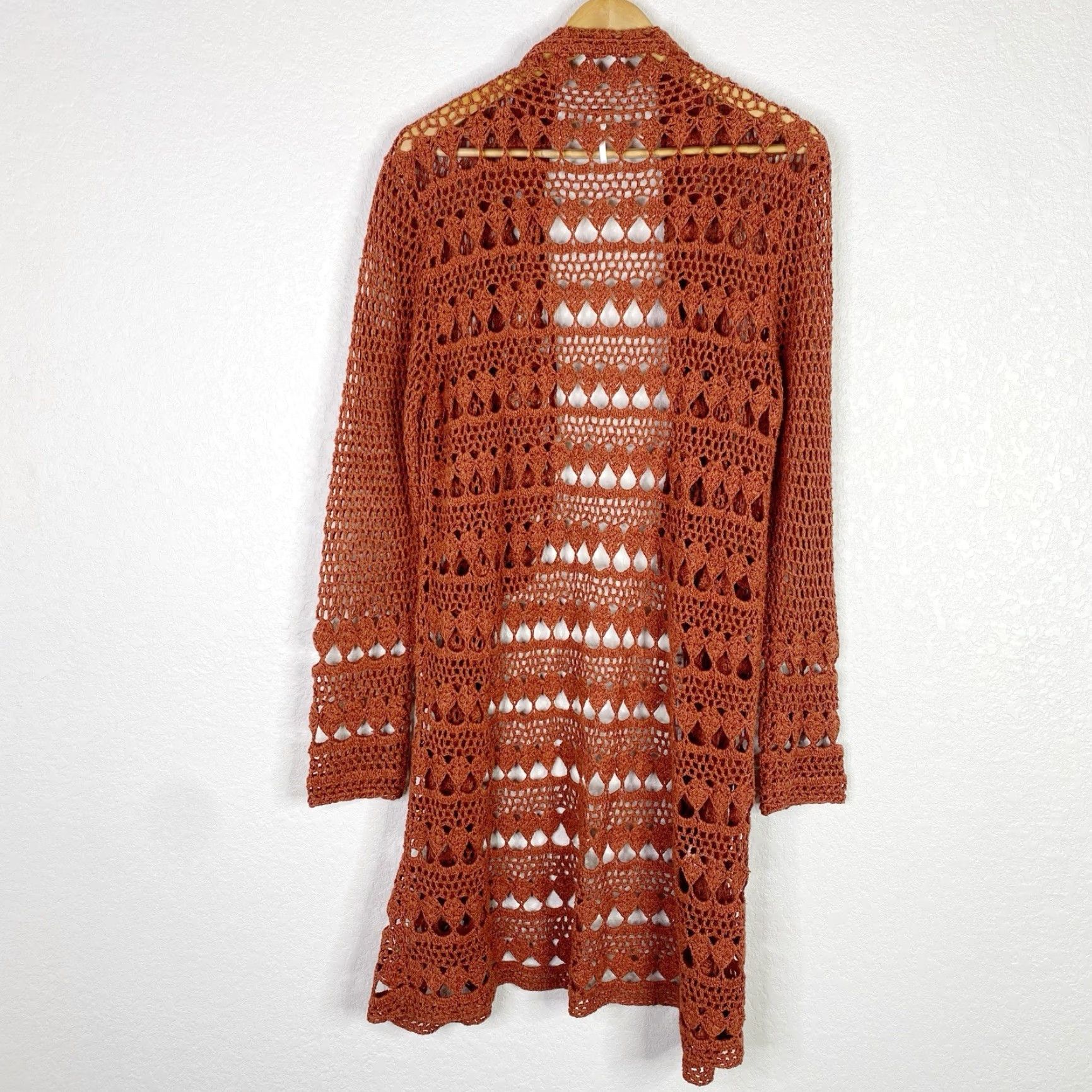 VINTAGE Free People Crochet Cardigan Sweater Duster Womens Medium