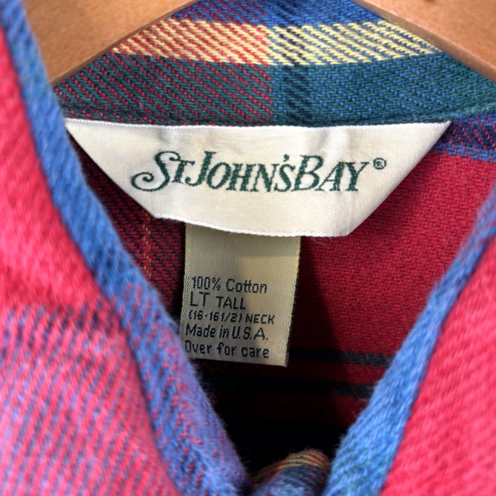 Vintage VINTAGE St Johns Bay Button-Up Shirt Mens LT Red Plaid Flannel Heavyweight Pocket US 90s USA College Grunge Nature 90s Mens Tall Size US L / EU 52-54 / 3 - 3 Thumbnail