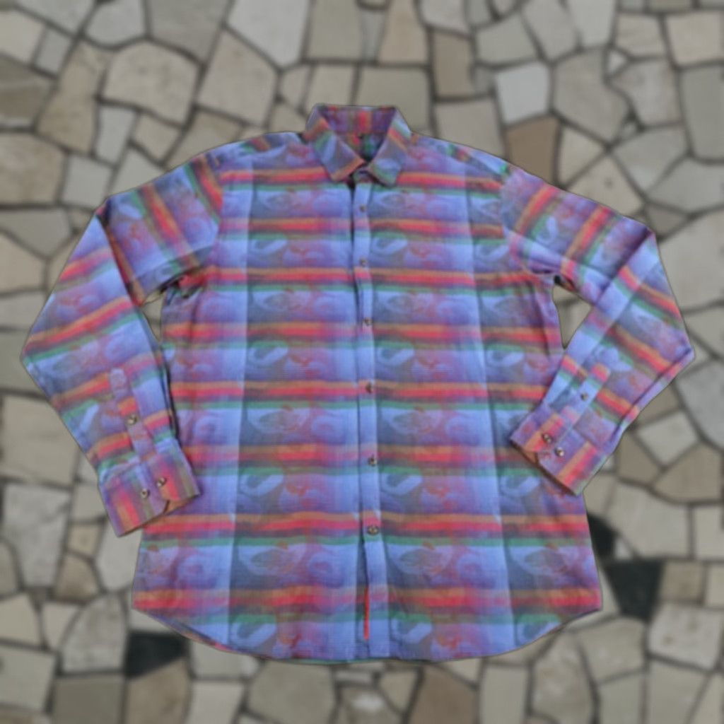 Luchiano Visconti Luchiano Visconti Shirt Mens XL Blue Plaid Button-Up Cotton Long Sleeve Geometric Designer Classic Size US XL / EU 56 / 4 - 1 Thumbnail