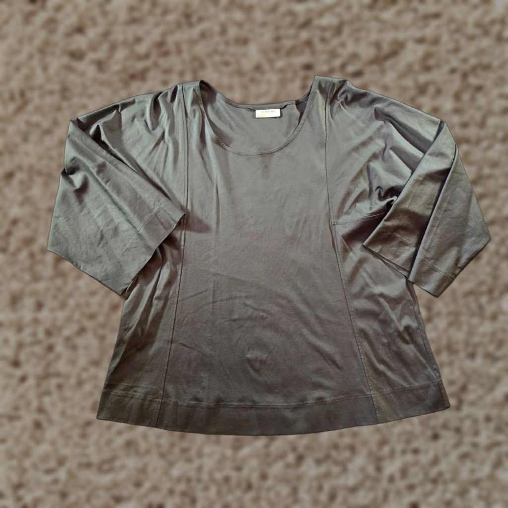 Lemaire Lemaire Top Blouse Womens XL Gray Relaxed Sleeves 3/4 Knit Cotton Quiet Luxury Minimalist Timeless Belted? Size XL / US 12-14 / IT 48-50 - 1 Thumbnail
