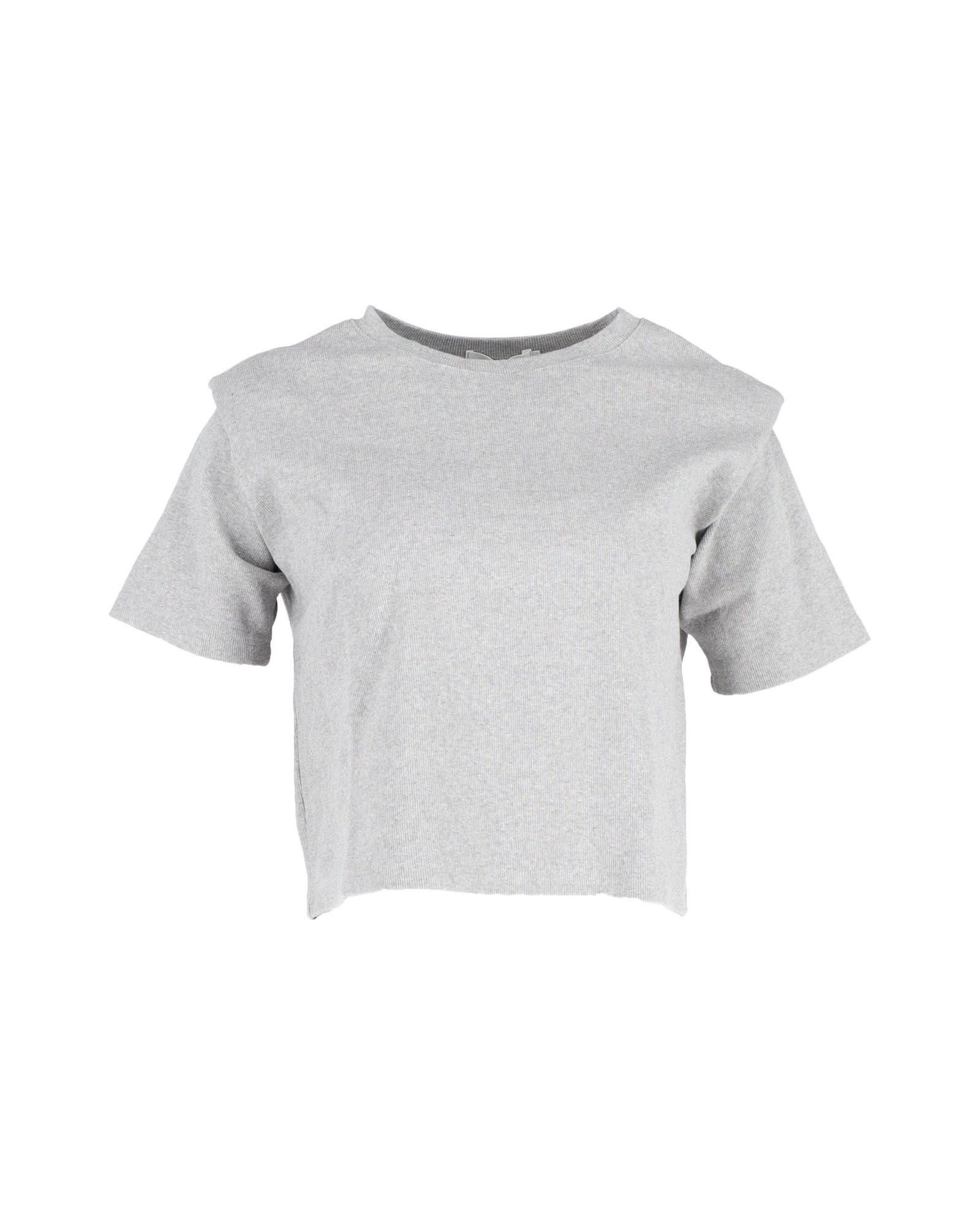 image of Gray Cotton Padded Shoulder T-Shirt By The Frankie Shop in Grey, Women's (Size Medium)