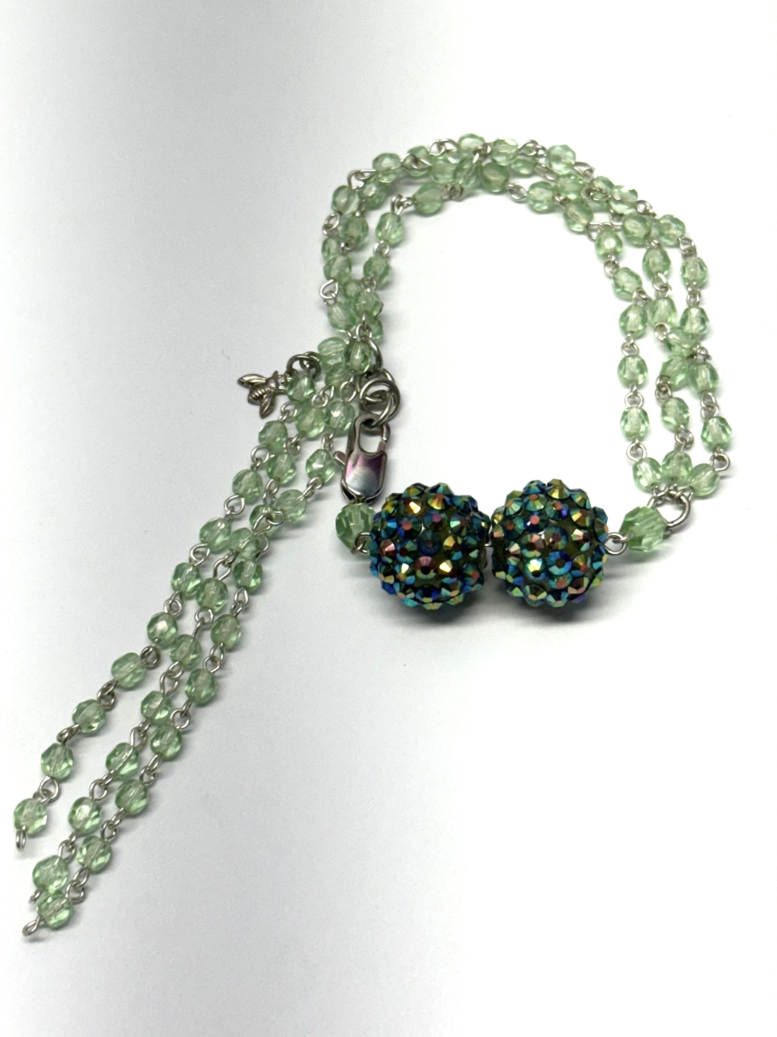 Vintage Vintage green crystal beaded tassel rhinestone bracelet Size ONE SIZE - 1 Thumbnail