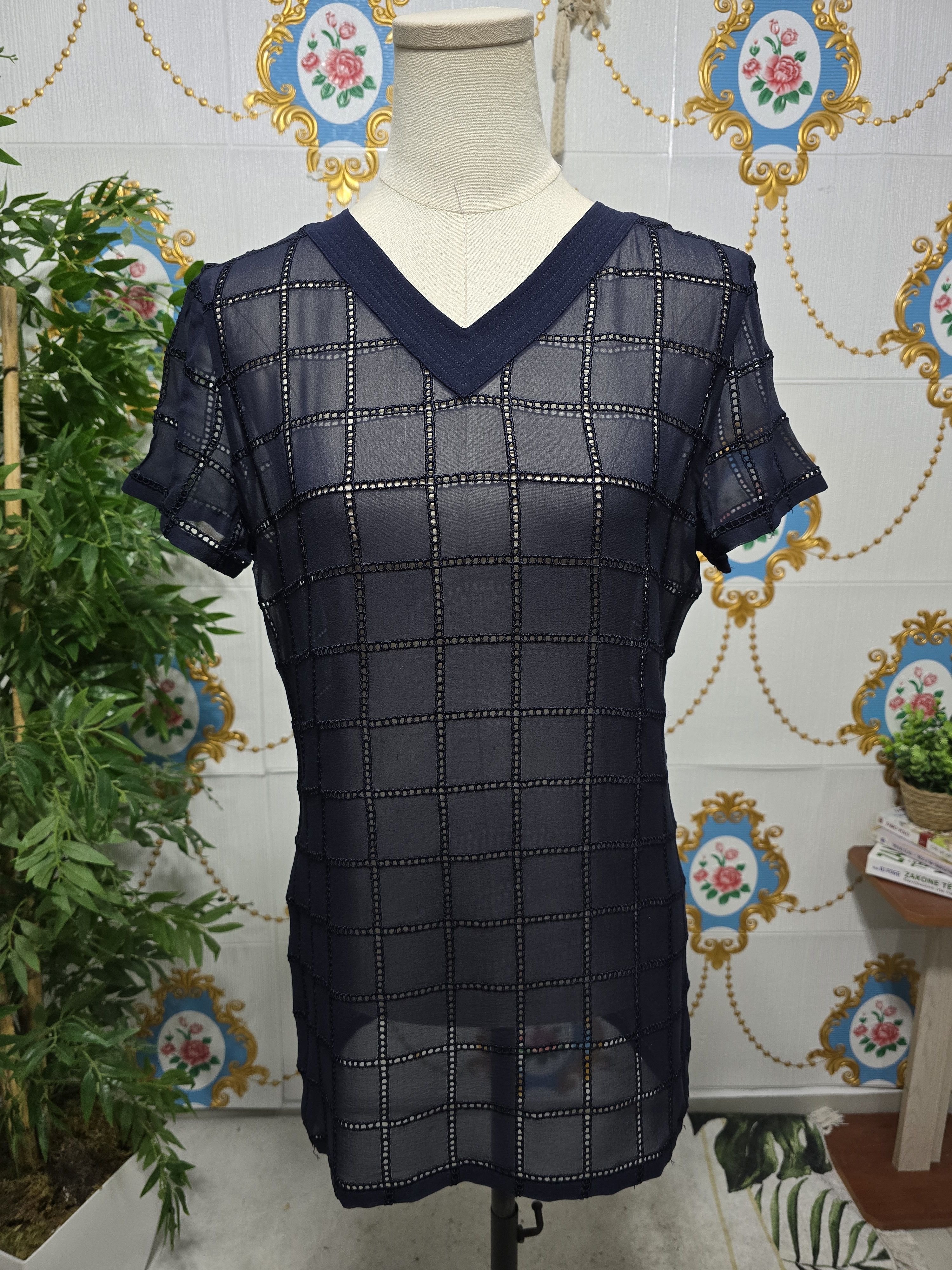 Versace VERSACE ISTANTE vintage 90' navy blue top Size M / US 6-8 / IT 42-44 - 1 Thumbnail