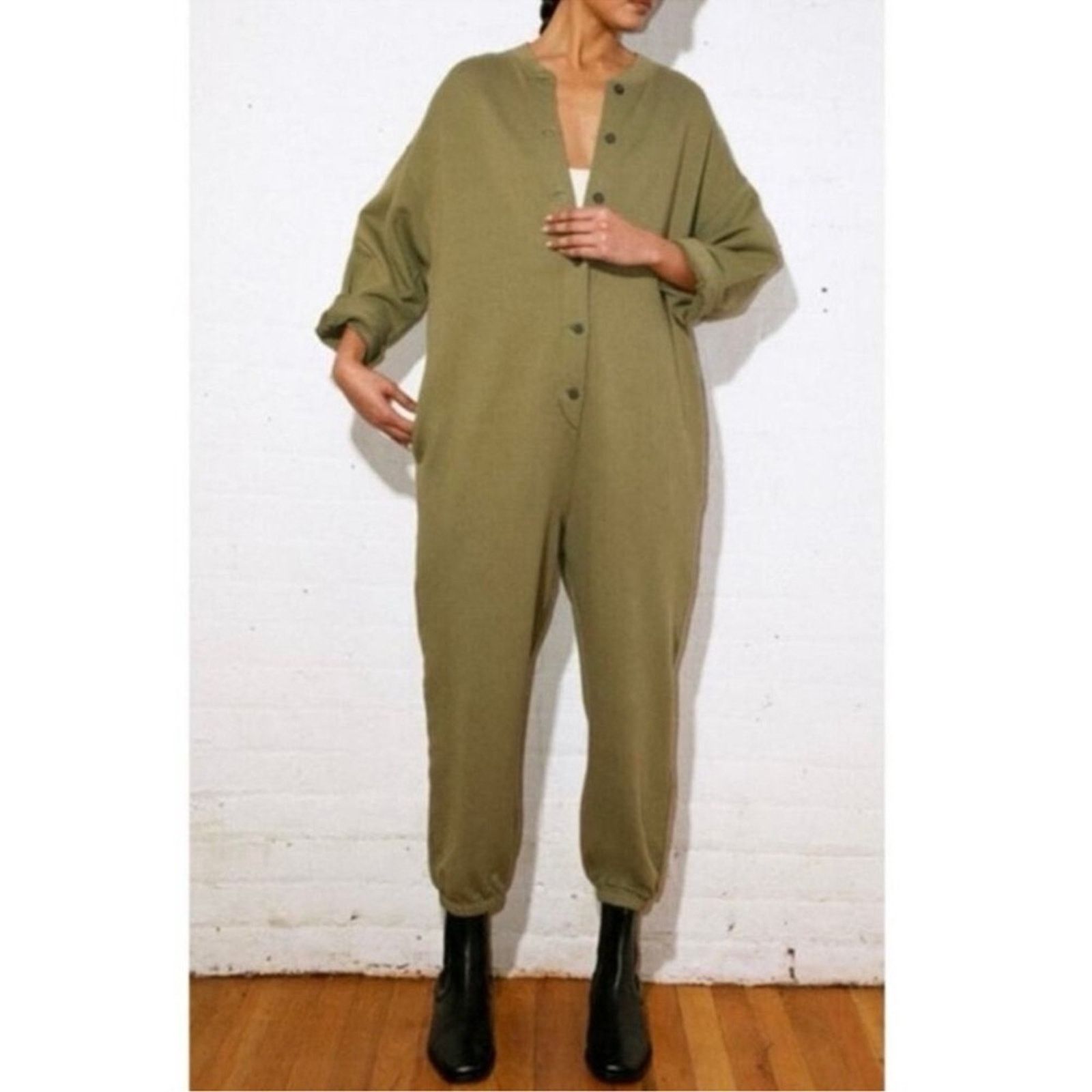 NWT MARA HOFFMAN Sabina Cotton-blend Jumpsuit In Green 3XL