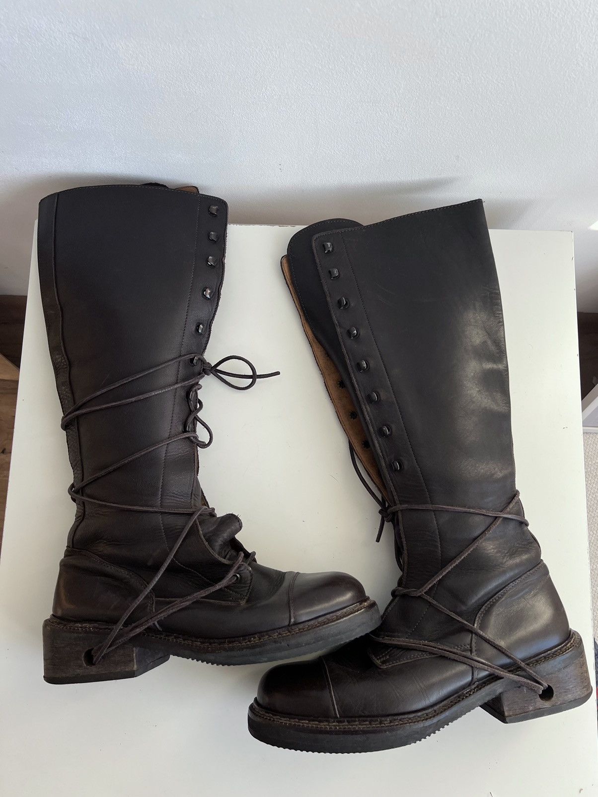 Dirk Bikkembergs Dirk Bikkembergs??? SAMPLE Wooden Heel Knee Boots Size US 11 / IT 41 - 9 Thumbnail