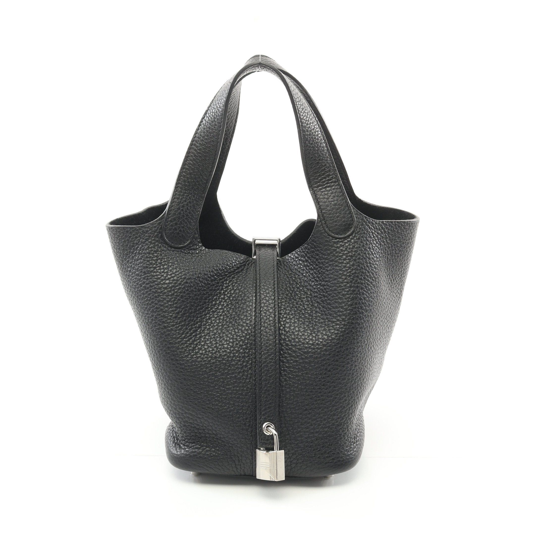 Hermes Hermes Picotan Lock Pm Handbag Clemence Leather Black Silver Hardware T Stamp Size ONE SIZE - 1 Thumbnail