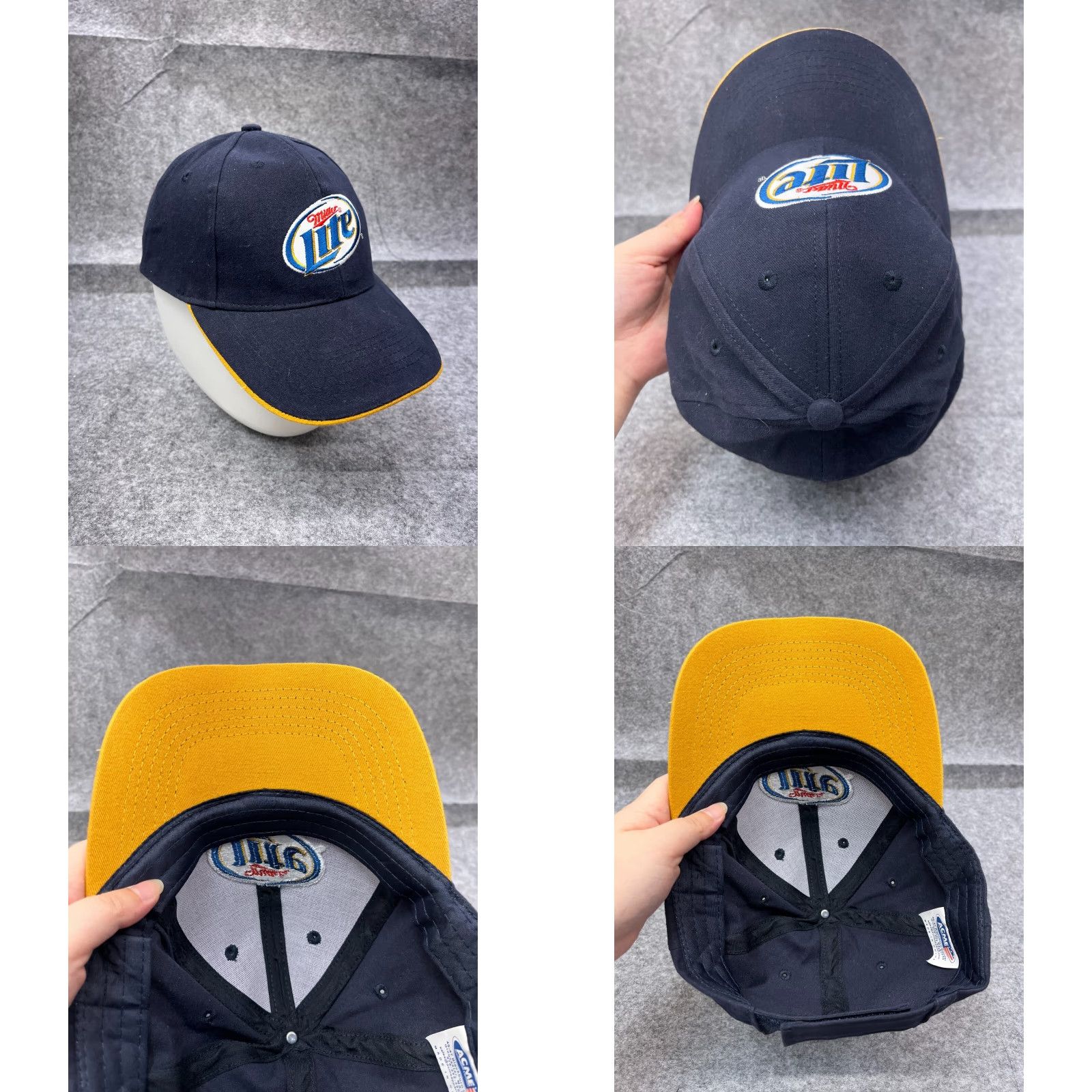 Vintage Acme Apparel Hat Baseball Cap Strap Back Adult One Size Blue Cotton Twill - Miller Lite - Casual Outdoor Beer Theme Mens Size ONE SIZE - 8 Thumbnail