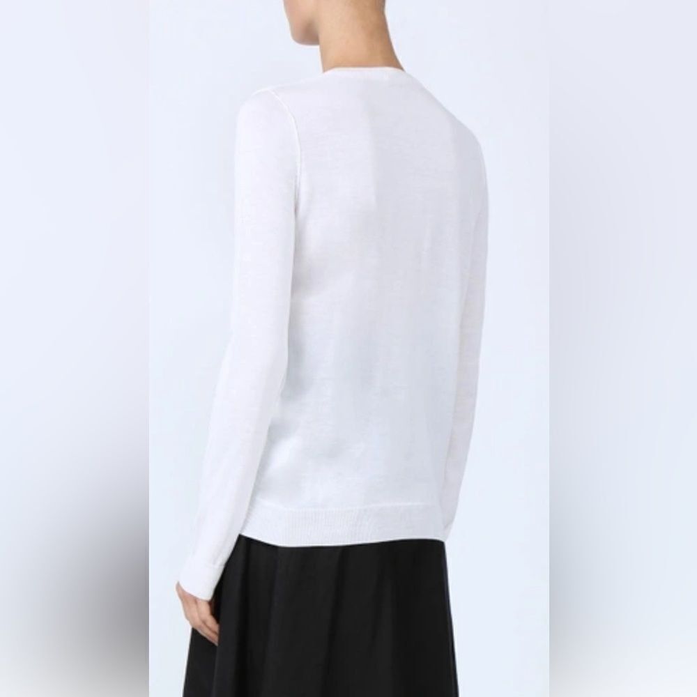 Sonia Rykiel SONIA RYKIEL WHITE PALM LEAF INTARSIA SWEATER. Silk blend. Size L / US 10 / IT 46 - 4 Thumbnail