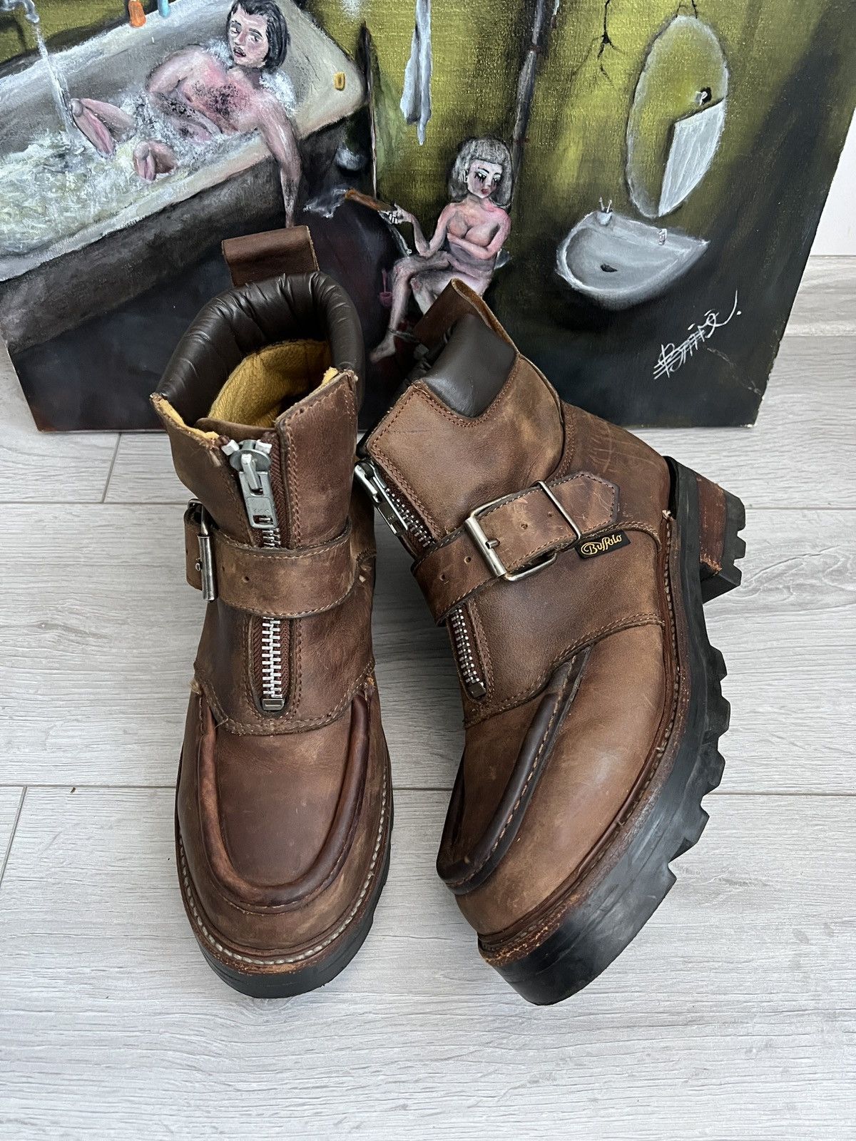 image of Buffalo London Y2K Avant Garde Boots in Brown, Men's (Size 10.5)