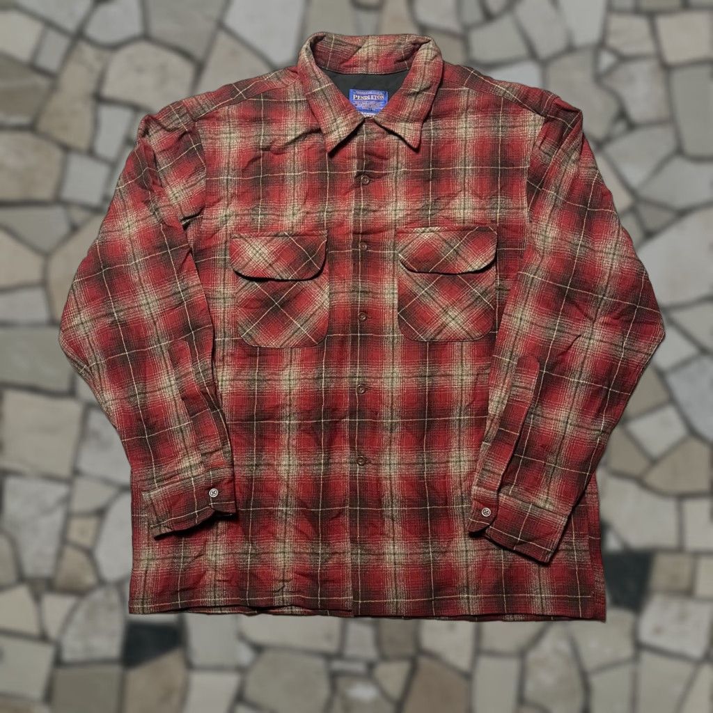 Pendleton VINTAGE Pendleton Board Shirt Wool Plaid Flannel Button-Up Large Red Mens Size US L / EU 52-54 / 3 - 1 Thumbnail