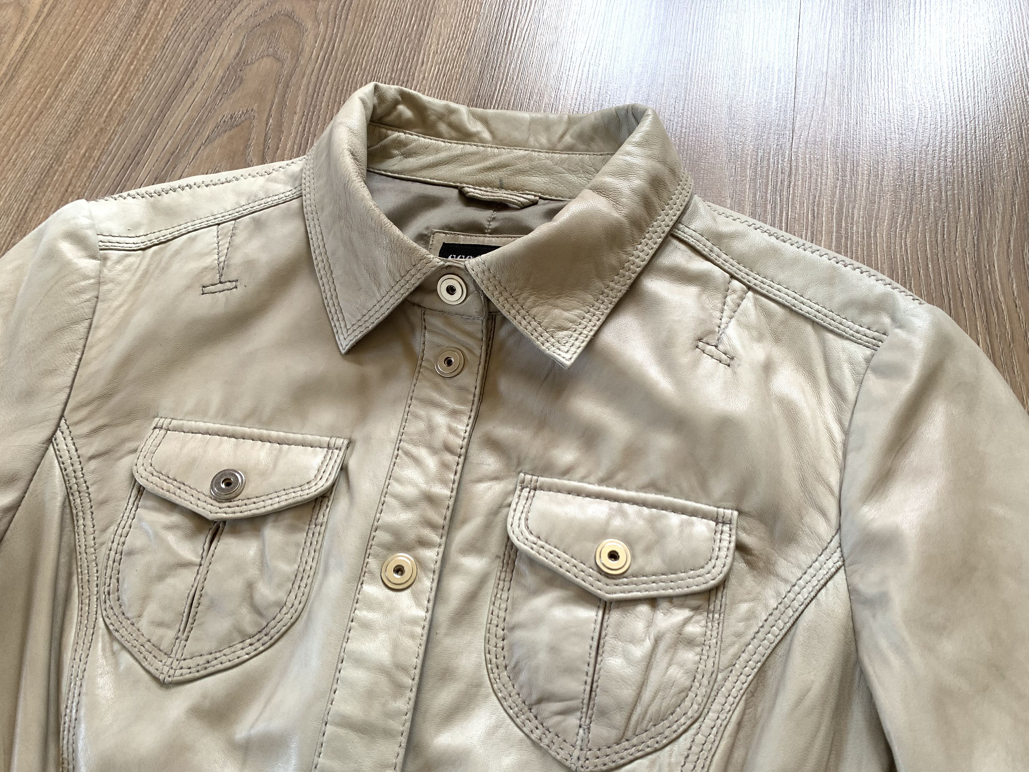 Japanese Brand Scooter Vintage Womens Beige Soft Leather Jacket Size S / US 4 / IT 40 - 5 Thumbnail