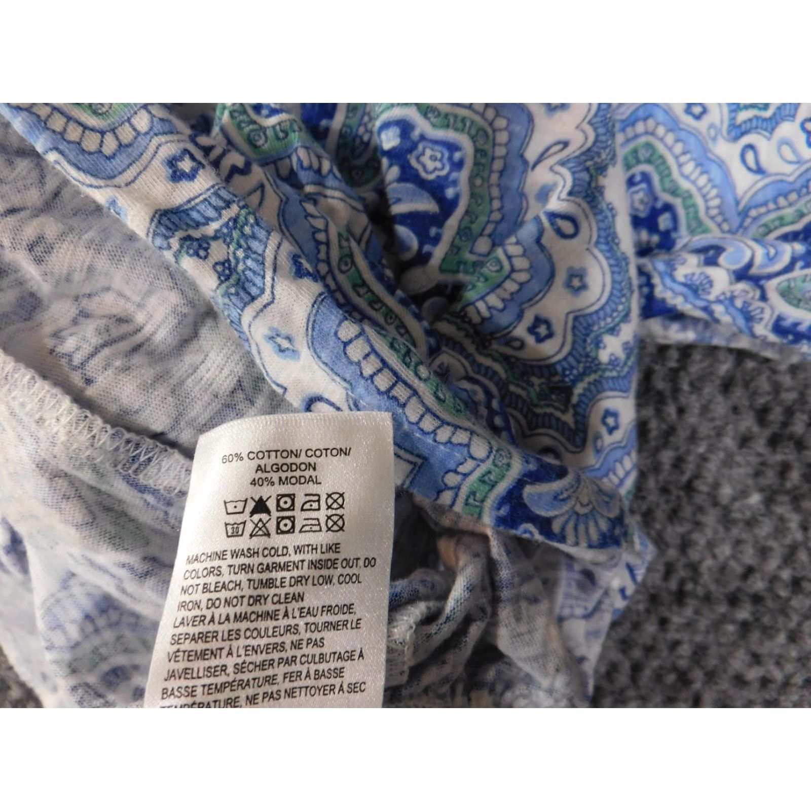 Lucky Brand Lucky Brand Shirt Womens Medium Blue Paisley Knot Front Short Sleeve Casual Size M / US 6-8 / IT 42-44 - 7 Thumbnail
