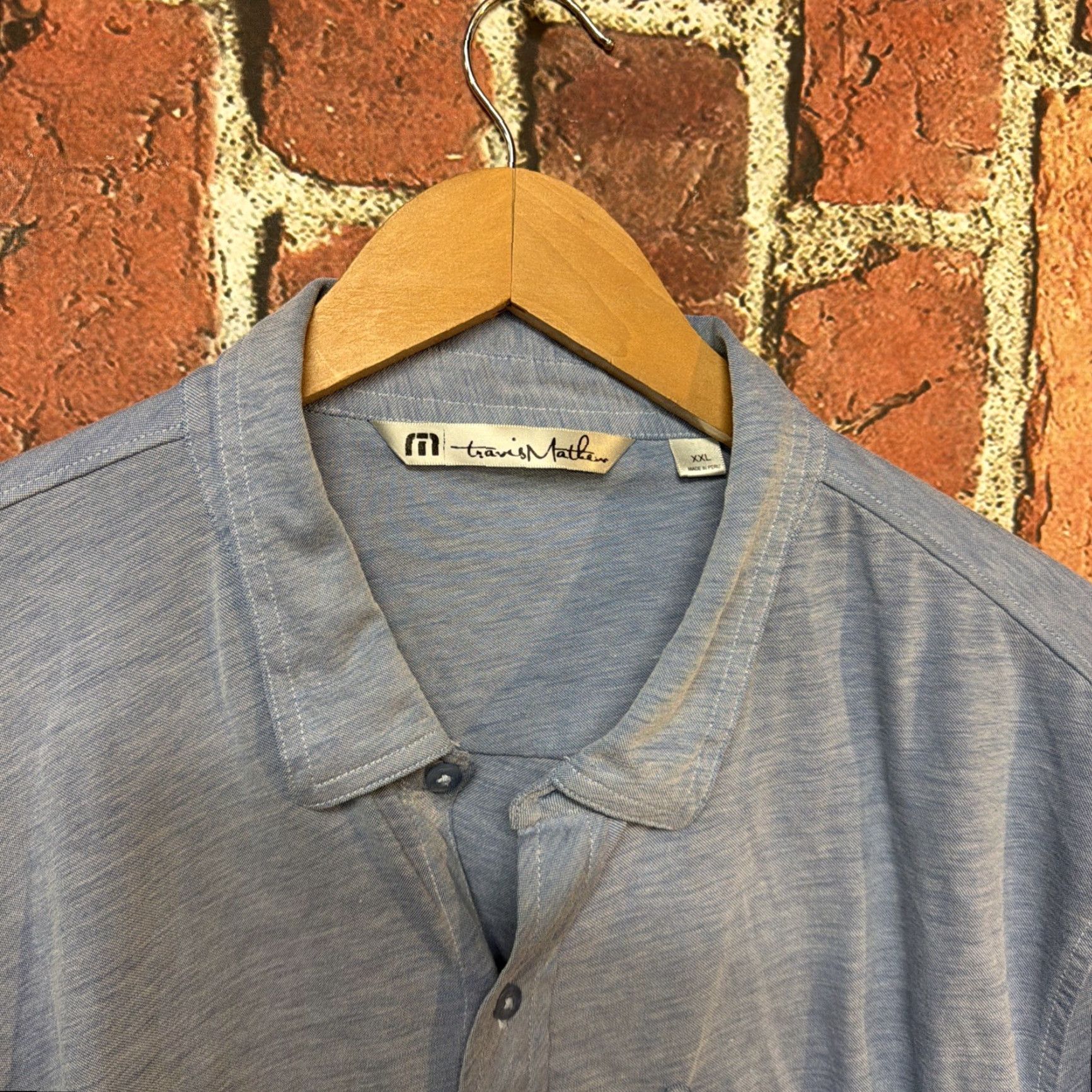 TravisMathew Travis Mathew Shirt Mens 2XL Blue Long Sleeve Pima Stretch Golf Performance Shirt Size US XXL / EU 58 / 5 - 2 Thumbnail