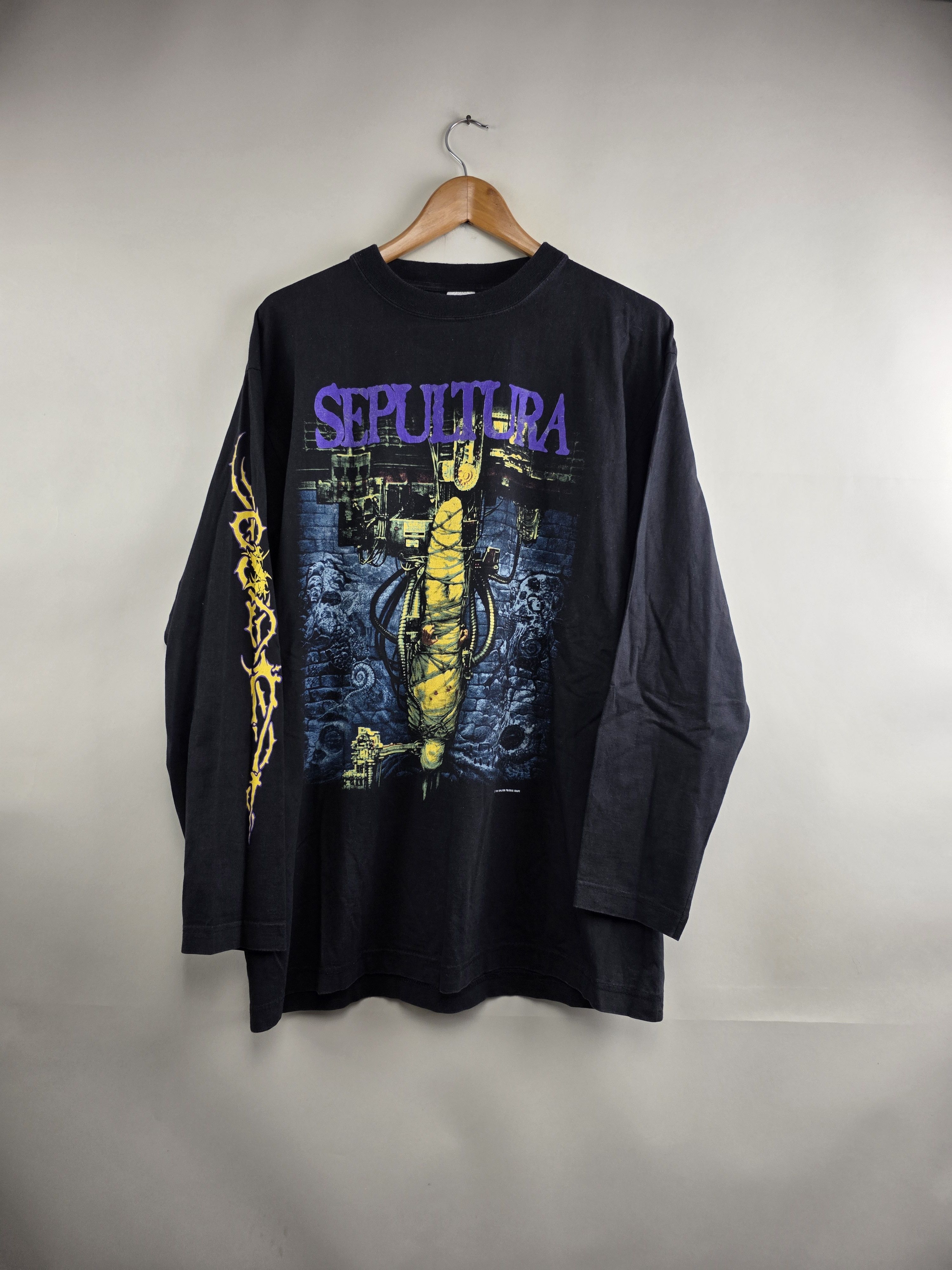 Band Tees × Vintage 1993 Sepultura Chaos AD Long-sleeved XL 22.5" 30.5" Size US XL / EU 56 / 4 - 8 Thumbnail
