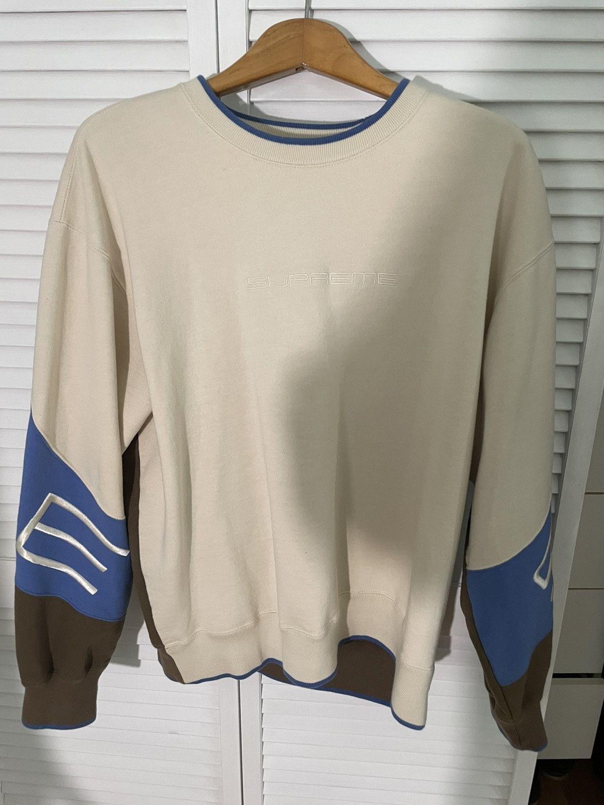 image of Supreme Stretch Crewneck - L in Beige, Men's (Size Large)