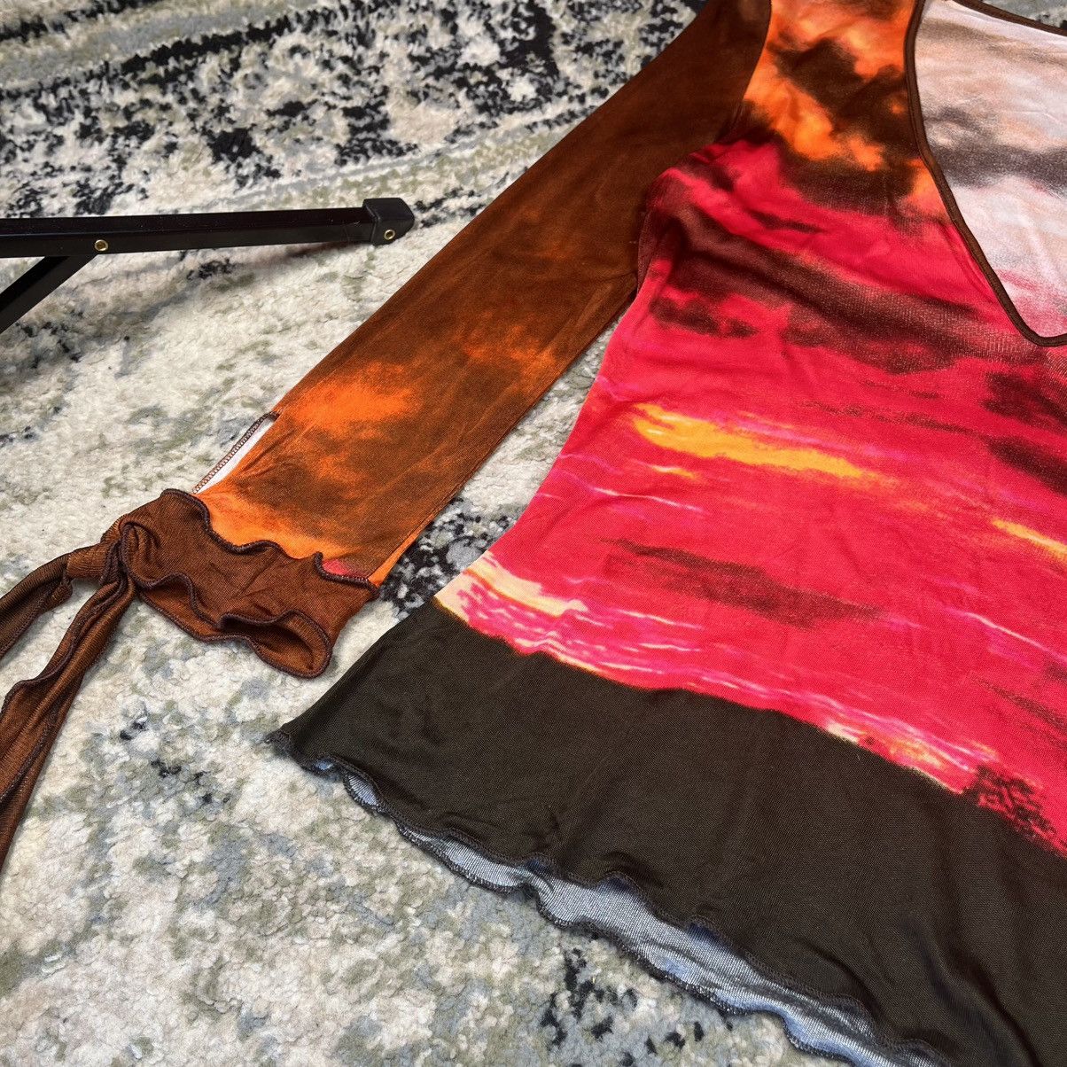 Roberto Cavalli Class Roberto Cavalli Sunset Print Mesh Top Y2K Designer Size S / US 4 / IT 40 - 7 Thumbnail