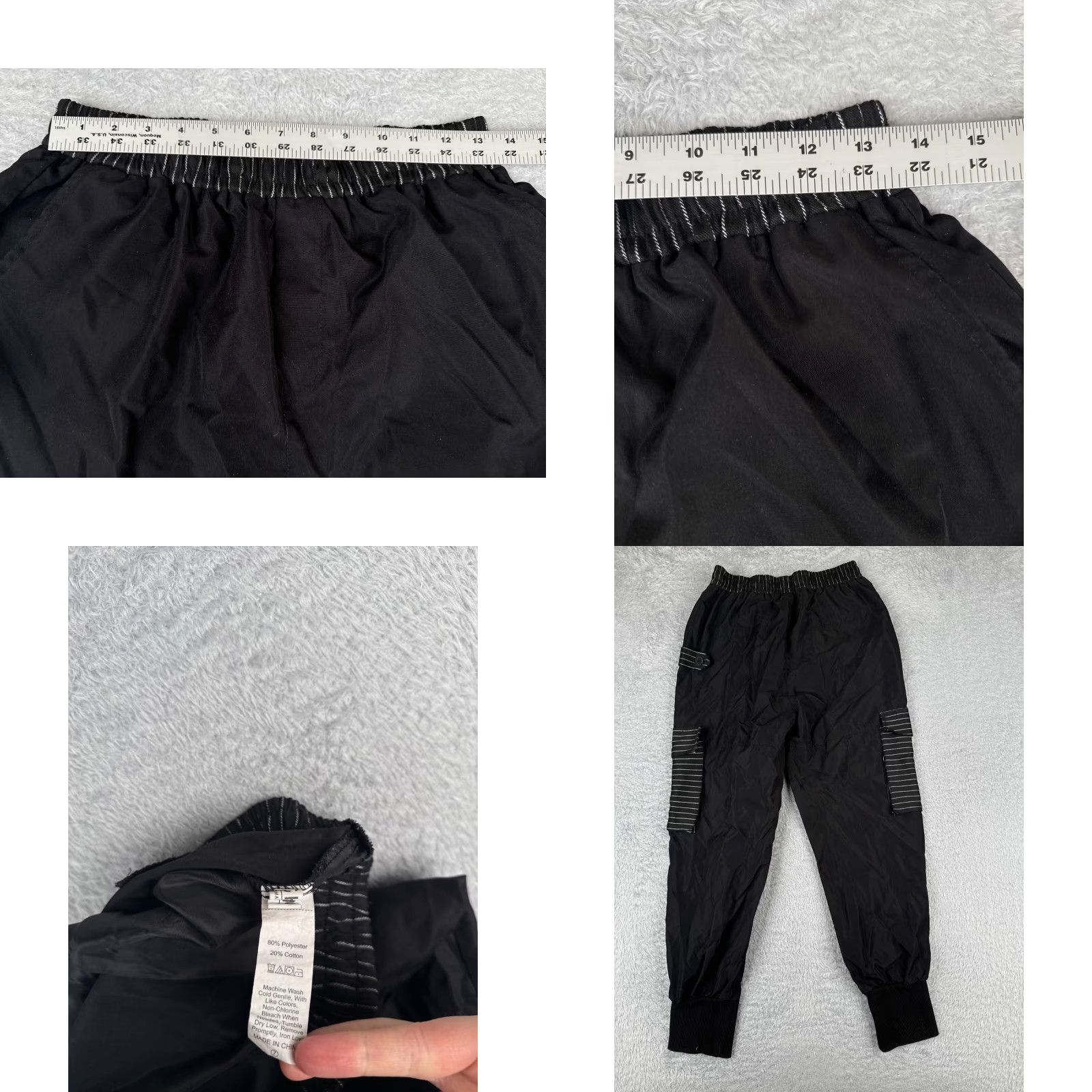 Shein Shein Pants Women Large Black Cargo Jogger Elastic Hems Poly Blend 30x27 Size 36" / US 14 / IT 50 - 8 Thumbnail