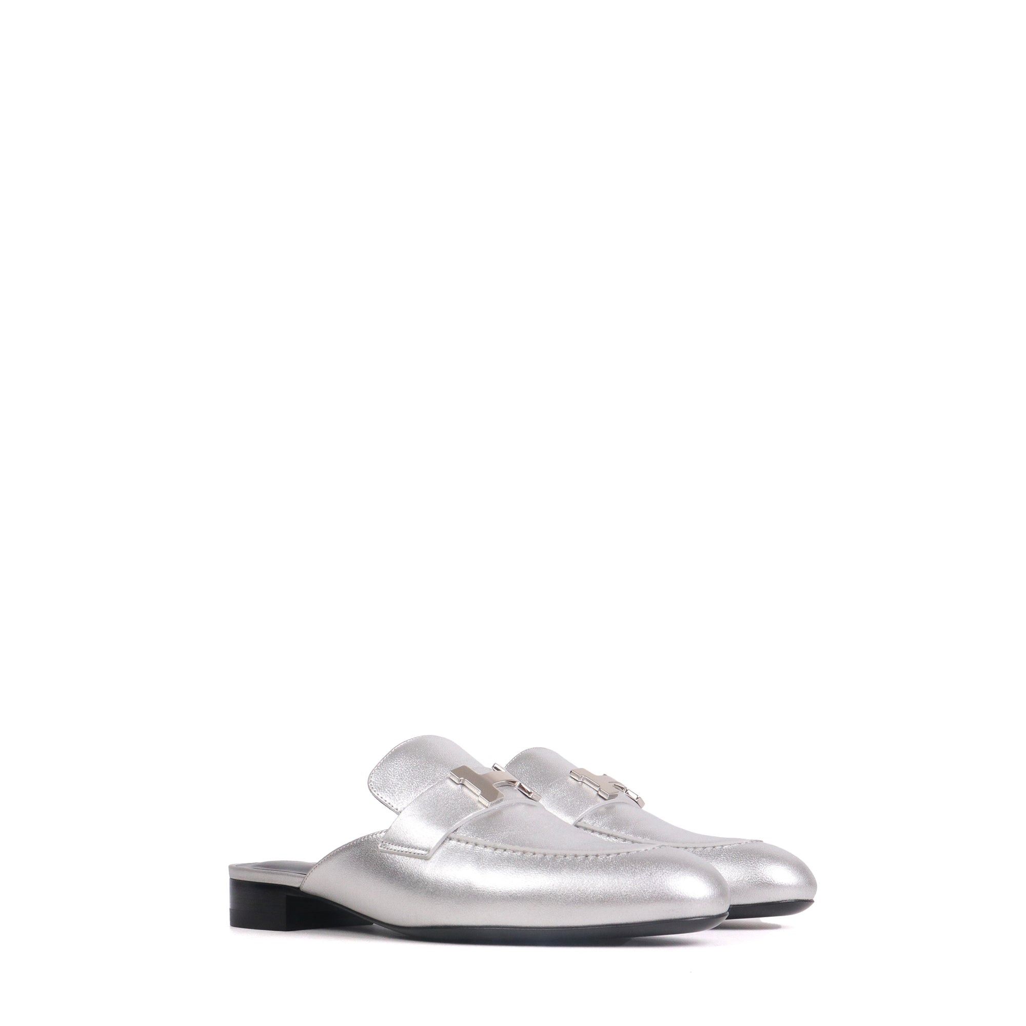 Hermes HERMÈS - Trocadéro Hermès mules in silver leather (T37) Size US 6 / IT 36 - 1 Thumbnail