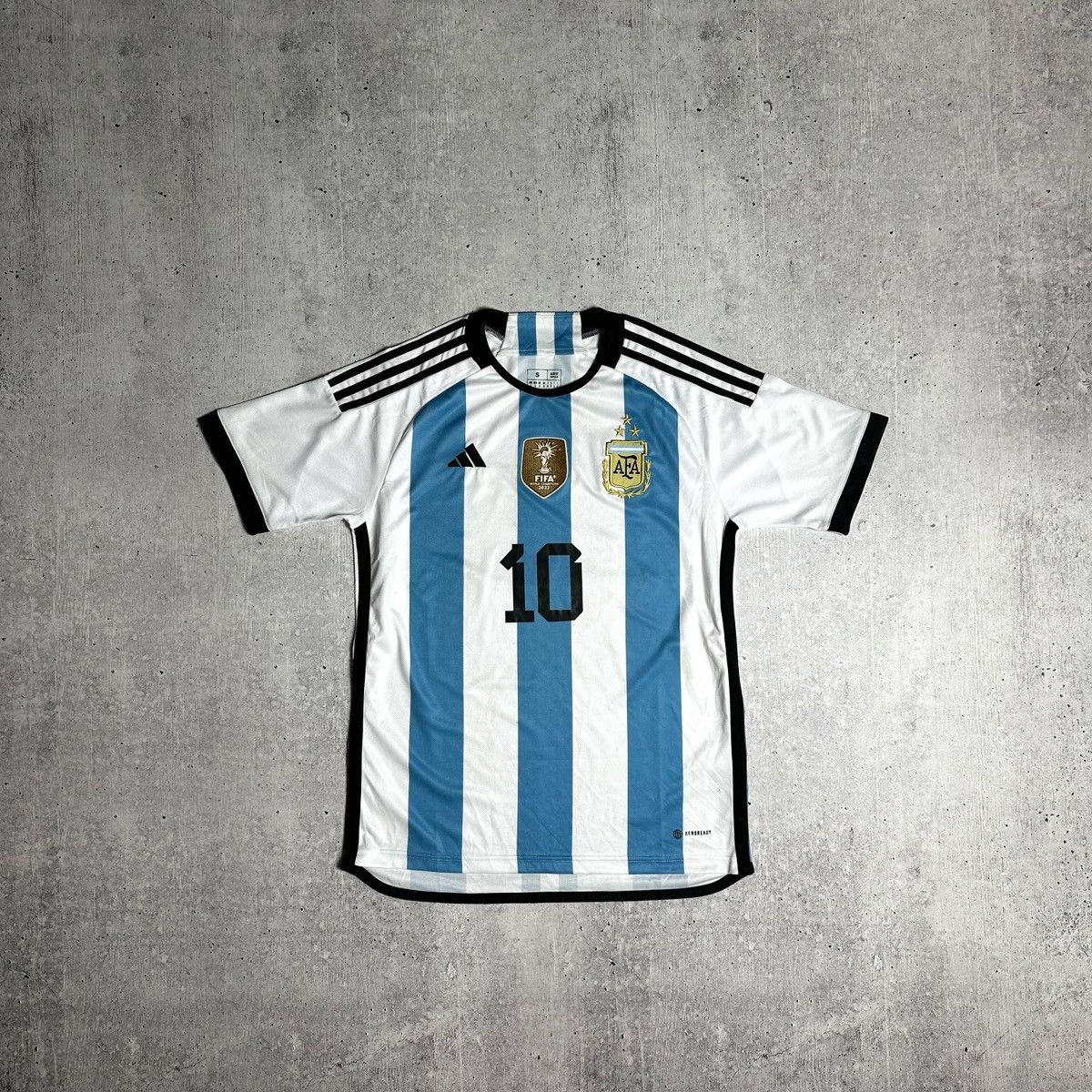 2022 World Cup Adidas Messi #10 soccer outlet jersey with shorts-Argentina away