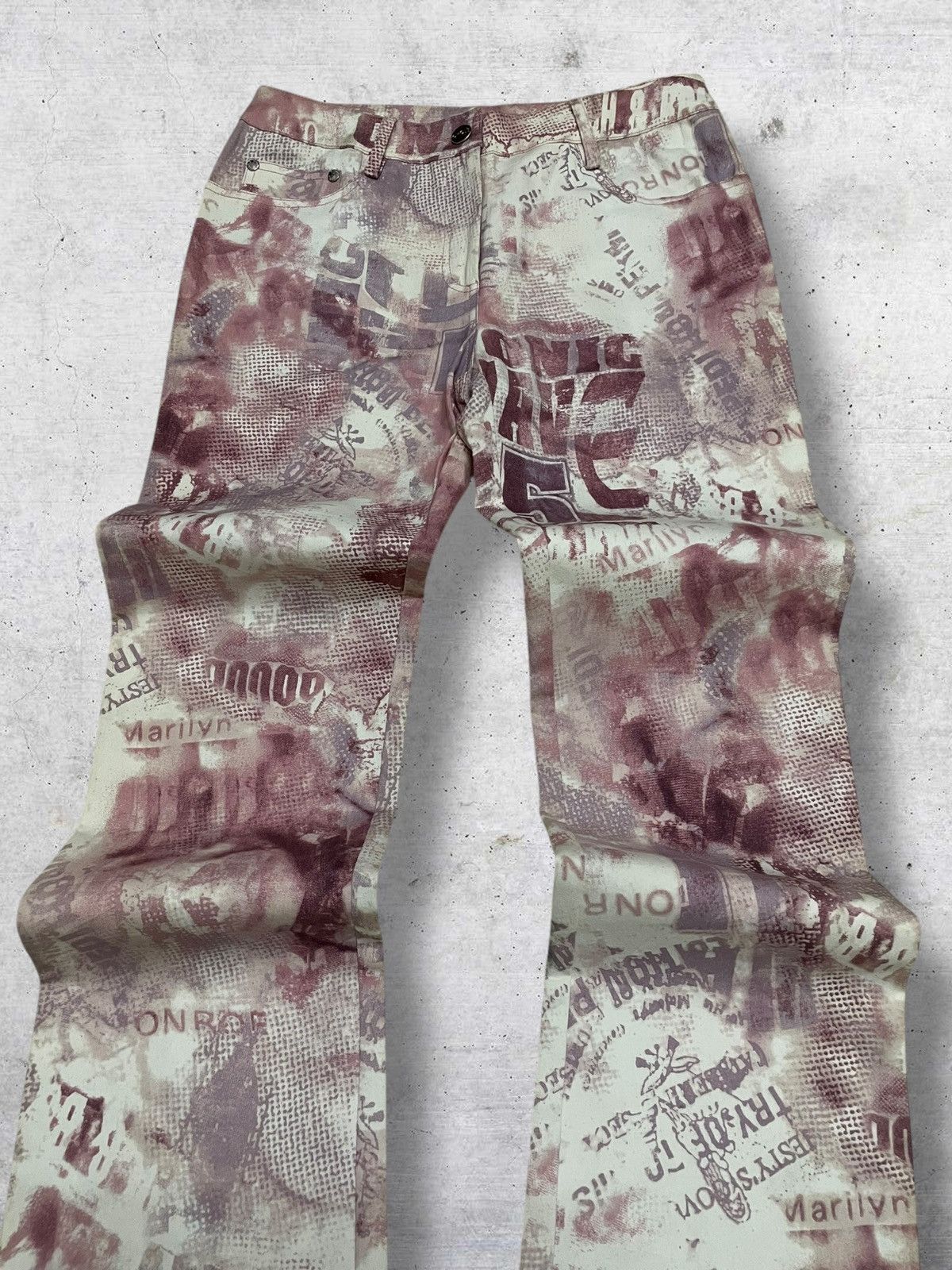 Japanese Brand VINTAGE GHOLE OG ITALY DESIGNER 90 MARILYN MONROE PRINT PANT Size US 26 / EU 42 - 4 Thumbnail