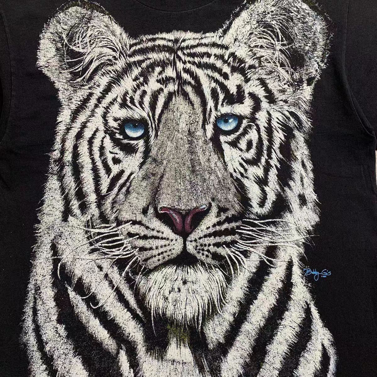 Vintage Black Washed Vintage Tiger Print T-Shirt Size US M / EU 48-50 / 2 - 2 Thumbnail