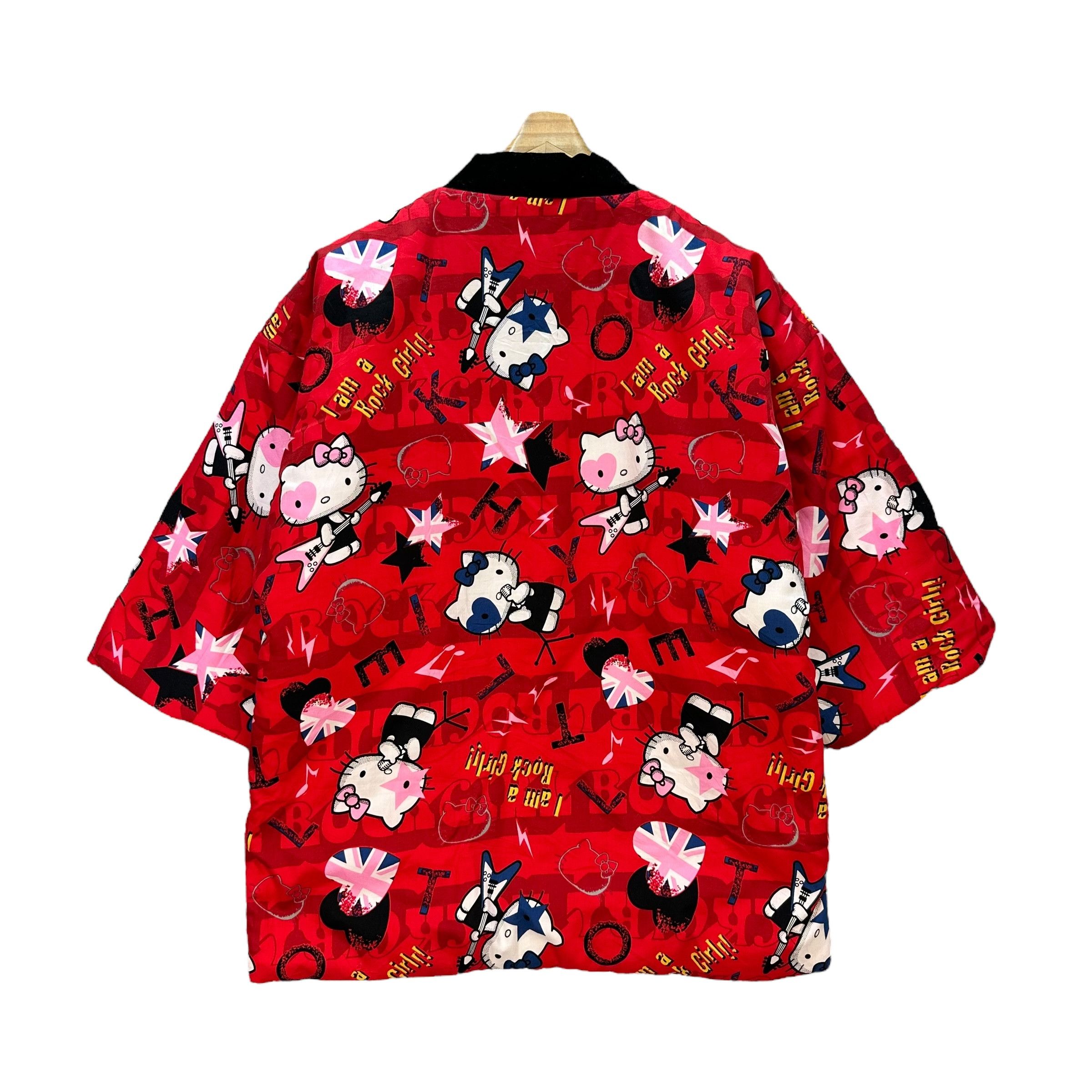 Japanese Brand HELLO KITTY ROCK GIRL FULLPRINT RED KIMONO JACKET #9119-58 Size L / US 10 / IT 46 - 10 Thumbnail