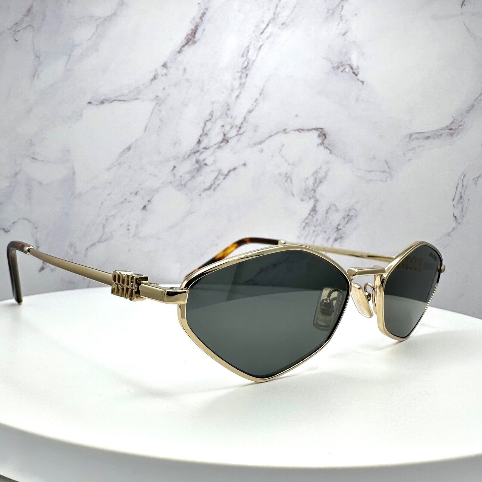 Miu Miu New MIU MIU Runway Hexagon Gold Metal Sunglasses Logo Size ONE SIZE - 13 Thumbnail