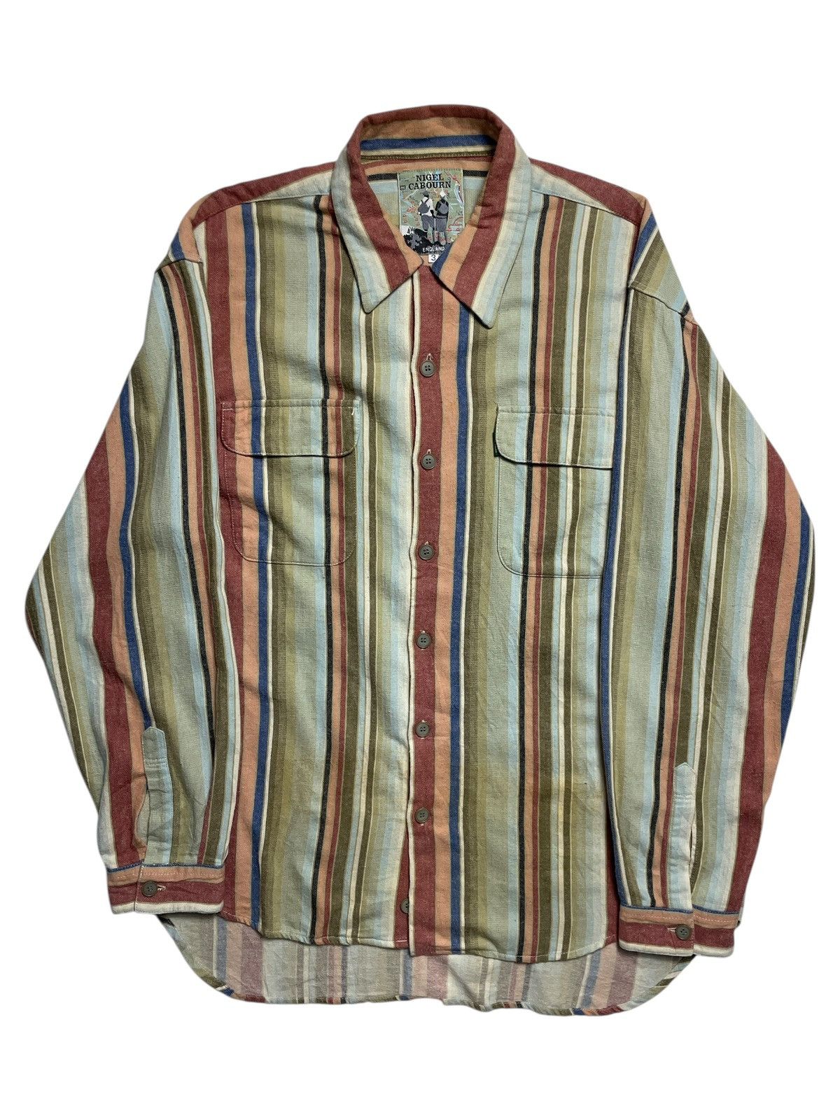 Nigel Cabourn 1990’s Nigel Cabourn - Stripe Long Shirt Size US XL / EU 56 / 4 - 3 Thumbnail