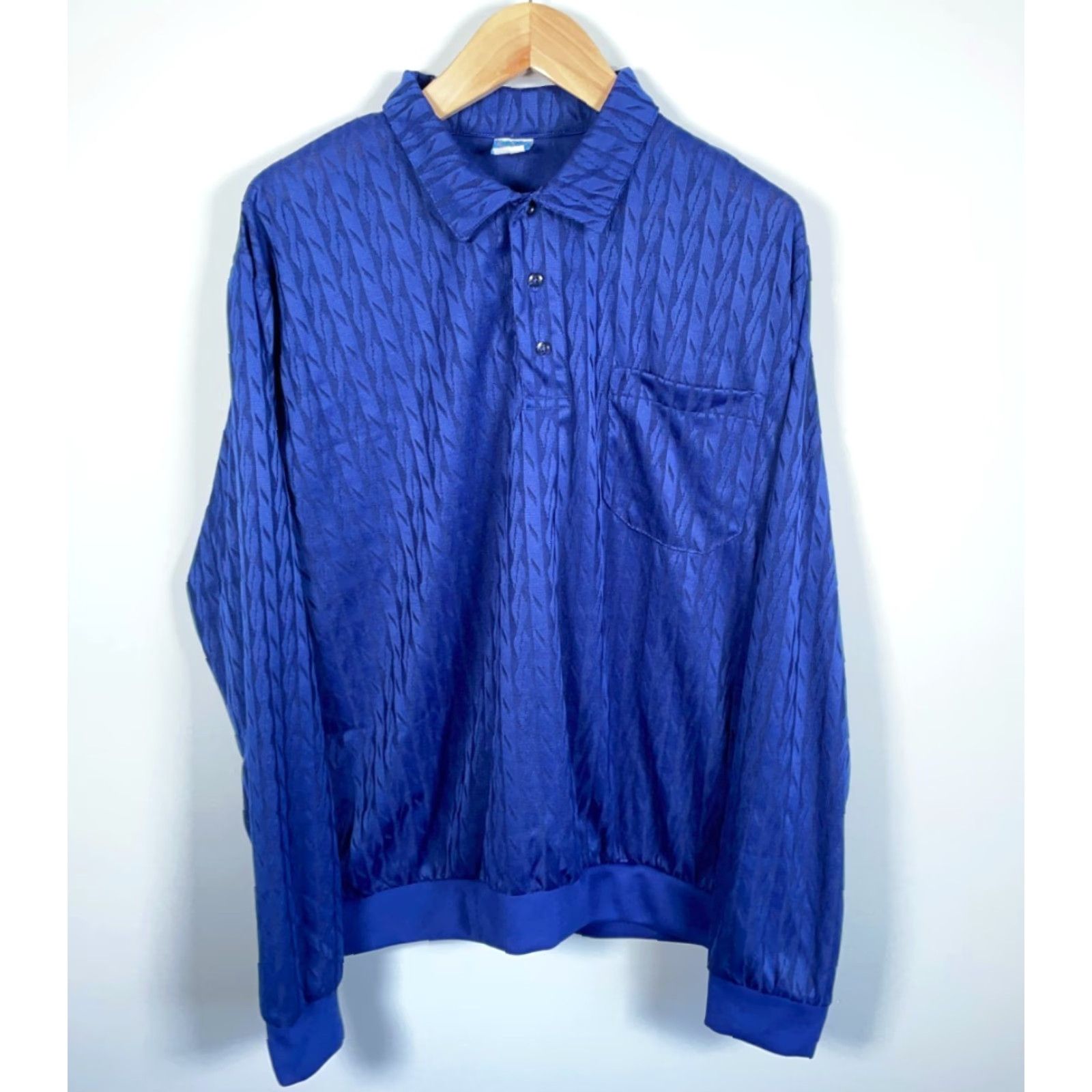 Haband VINTAGE Haband Polo Shirt 90s Dad Style Long Sleeve XL Blue Relaxed Fit Lightweight Polyester Mens casual workwear Size US XL / EU 56 / 4 - 2 Thumbnail