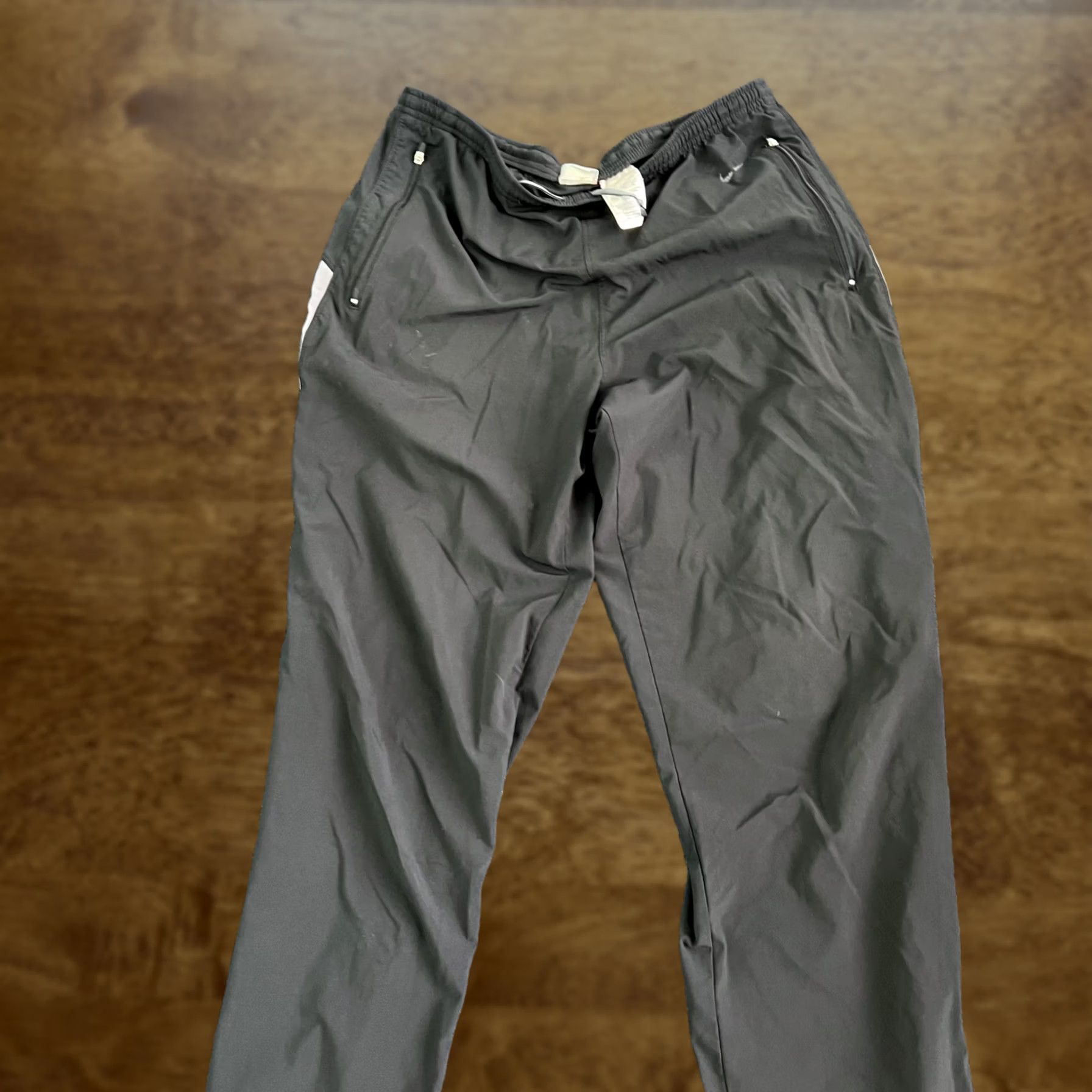 Nike Nike Track Pants Mens S Black Woven Stretch Zip Pockets Athletic Runningpants Size US 29 - 1 Thumbnail