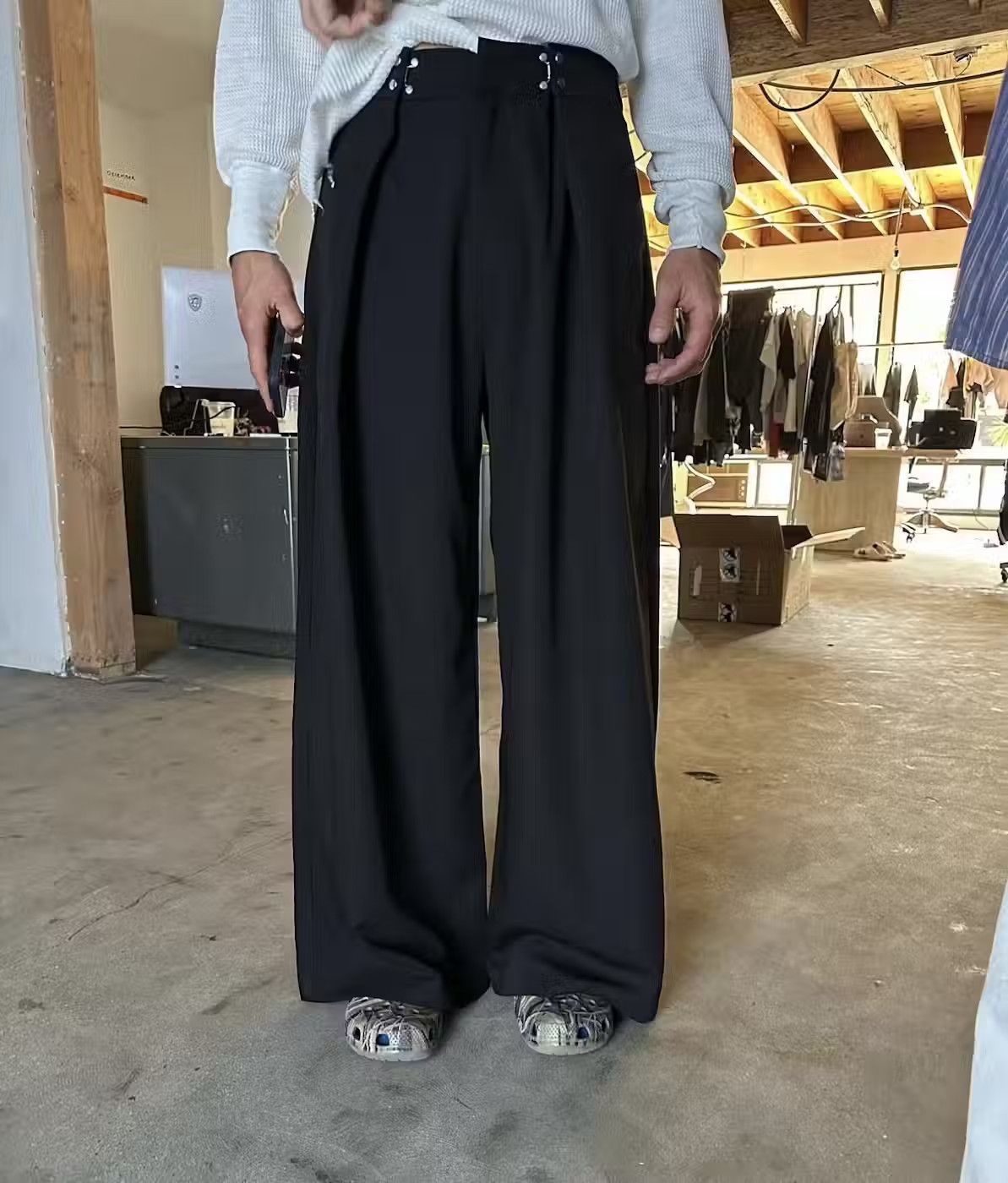 The CALDWELL, trousers will be available Friday at noon pacific for  pre-order. Due to the manufacturing challenge and unique hardware we  anticipate a longer timeline than usual. Thanks for understanding. Retail -