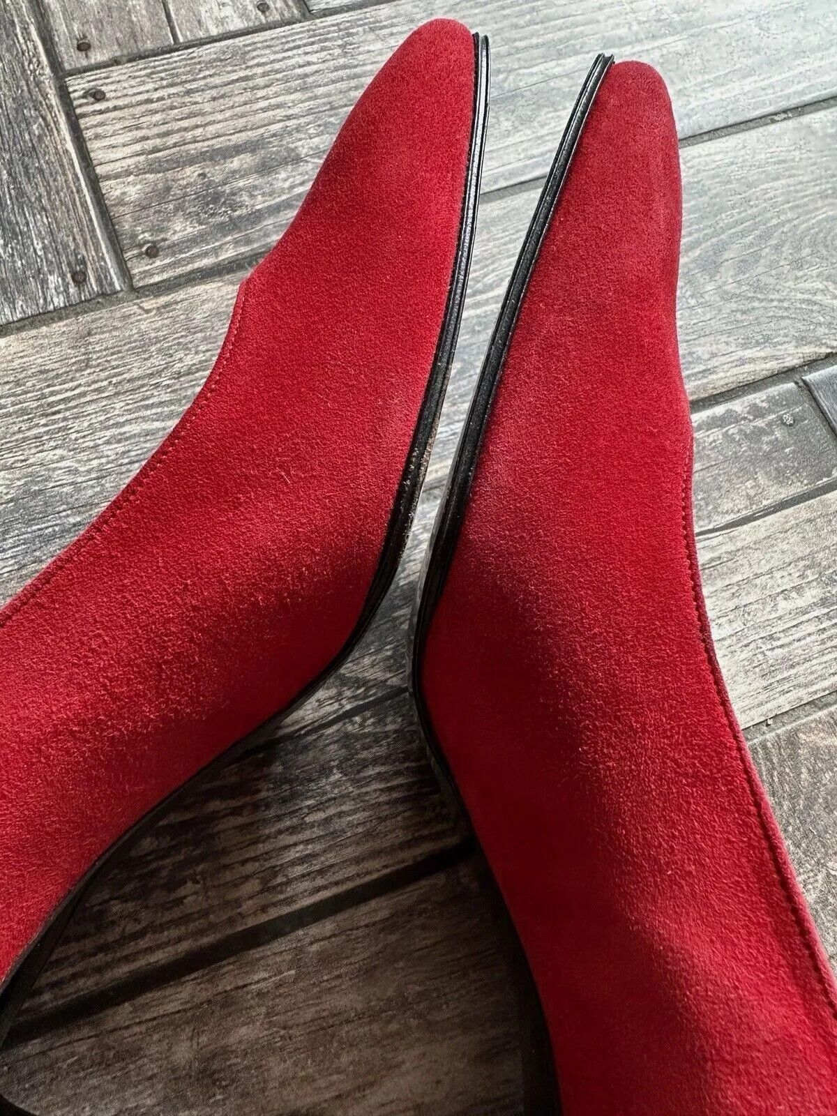 Charles Jourdan Vintage Charles Jourdan Paris Red Heels Suede Leather Shoes Size US 8 / IT 38 - 15 Thumbnail