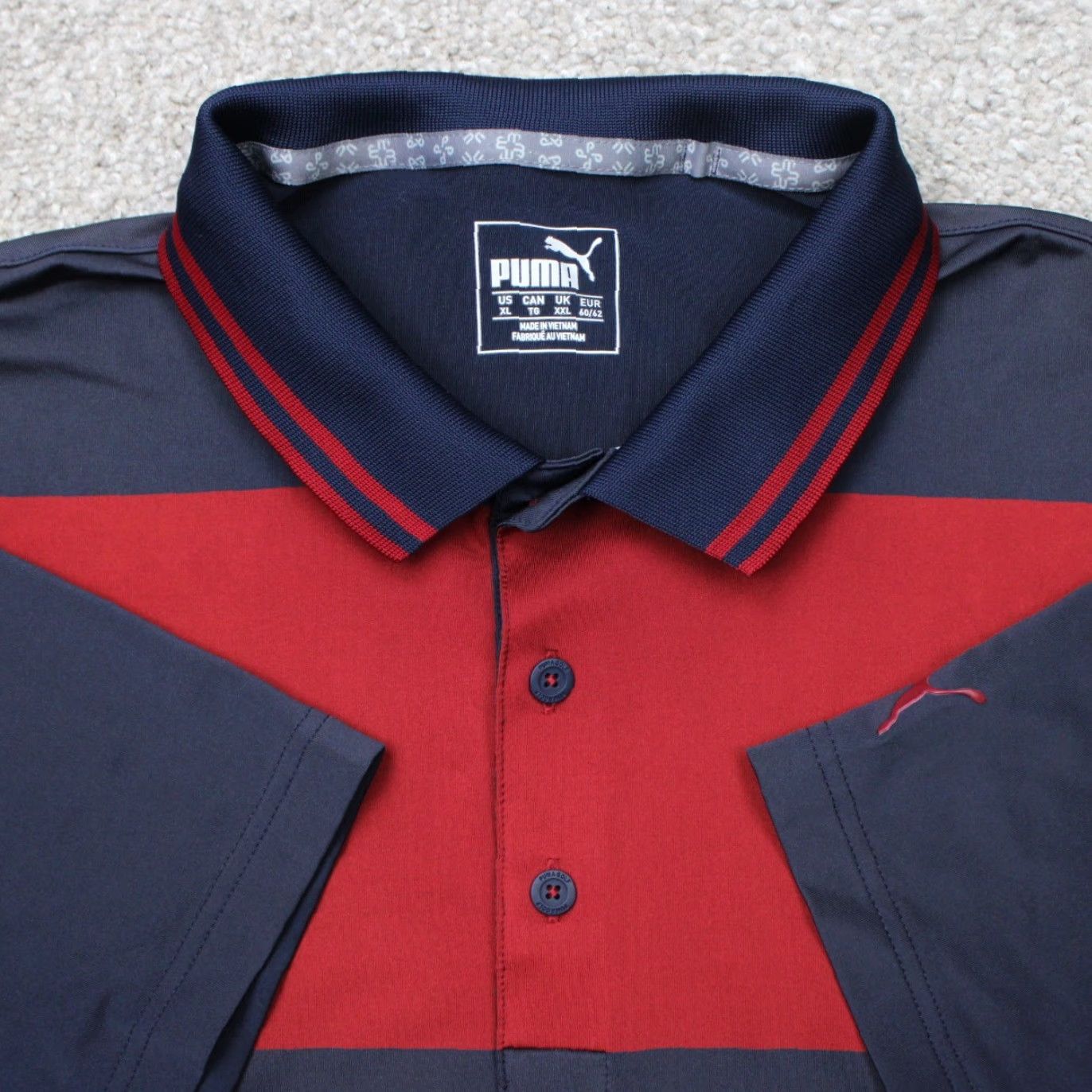 Puma Puma Polo Shirt Mens XL Red/Blue Striped Rugby Golf Poly Stretch Short Sleeve Polo Shirt XL Mens Red/Blue Striped Logo Sports Golf Rugby Size US XL / EU 56 / 4 - 2 Thumbnail