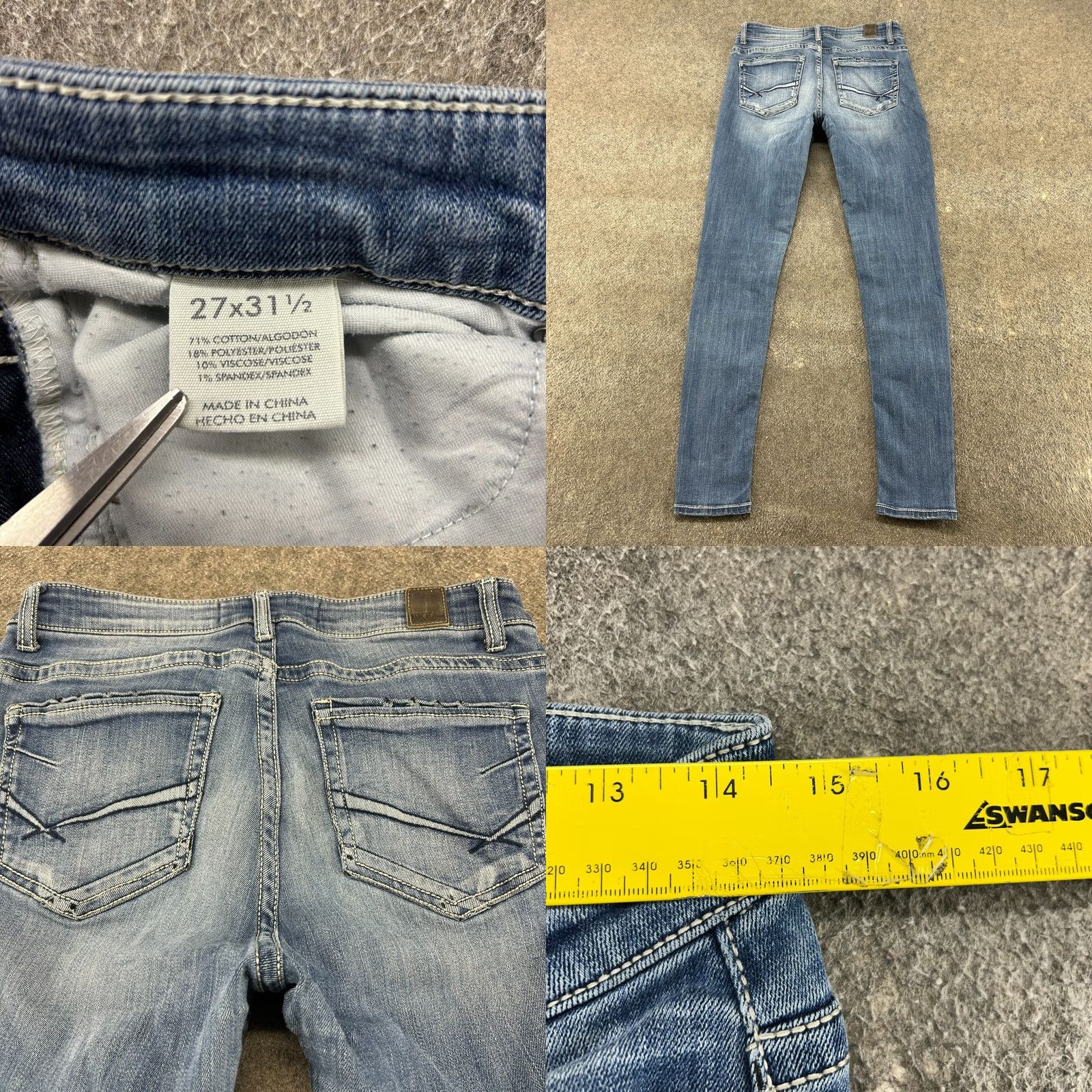 Vintage BKE Payton Jeans Women 27x31.5 Blue Skinny Mid Rise Regular Denim 5-Pocket Distressed Logo Buckle Bke Jeans Size 27" / US 4 / IT 40 - 9 Thumbnail