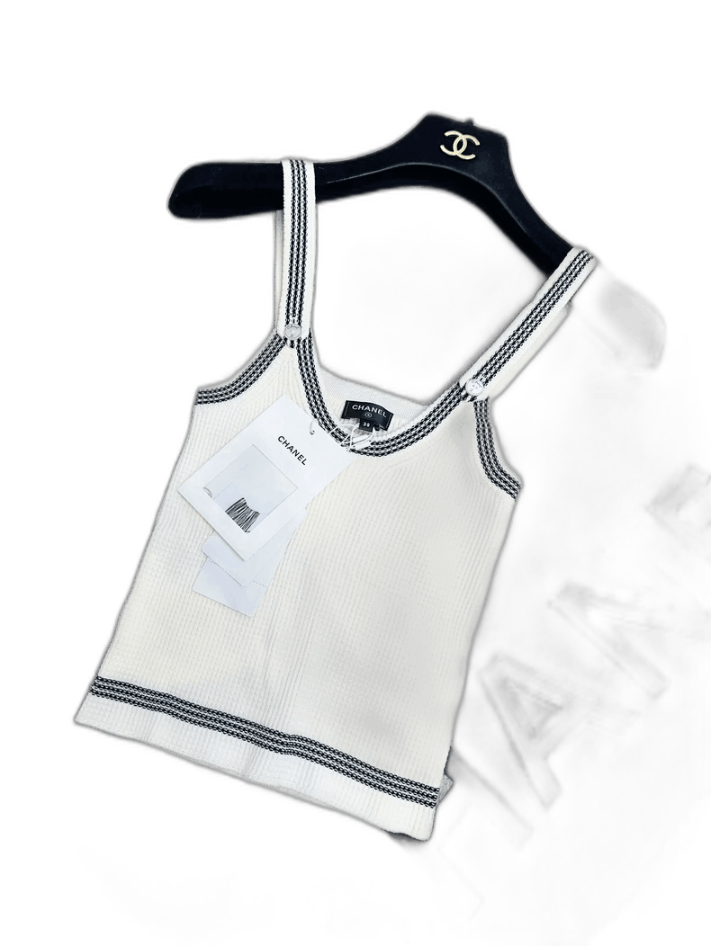 Chanel Chanel 22C White Knit Tank Top Size M / US 6-8 / IT 42-44 - 1 Thumbnail