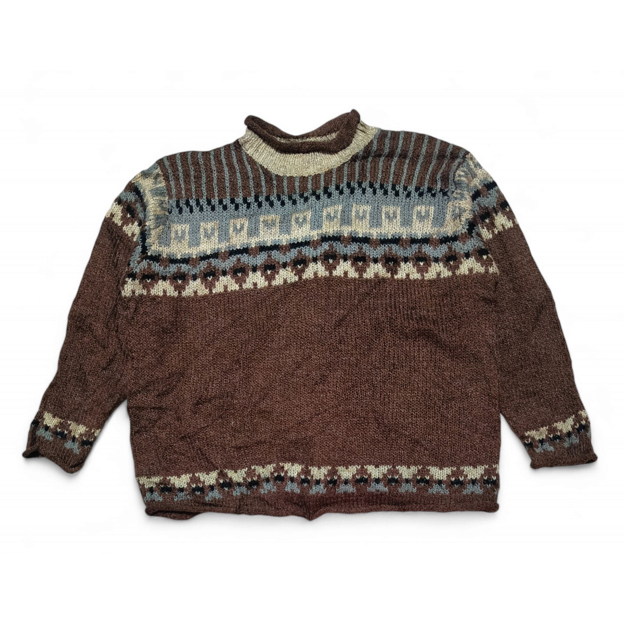 Other Vintage 80s CLAUDIA D Ethnic Motifs Pattern Knit Sweater Size US L / EU 52-54 / 3 - 1 Thumbnail