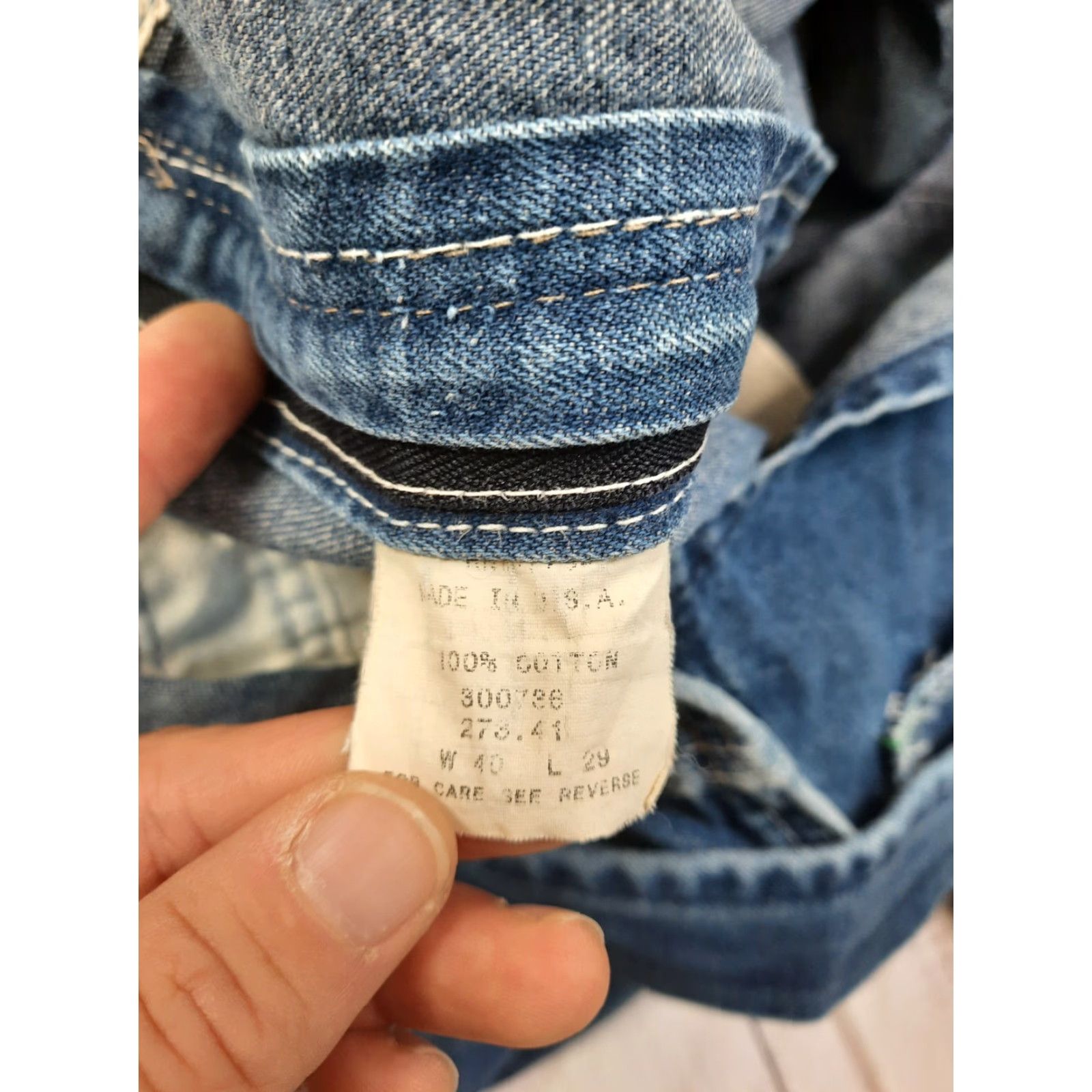 Vintage VINTAGE Key Imperial Overall Coverall Denim Hi-Back Bib Men 40x29 38W X 27L USA Zip Fly Button & Zip Blue Denim Cotton Regular Mens Overalls Size US 38 / EU 54 - 2 Thumbnail