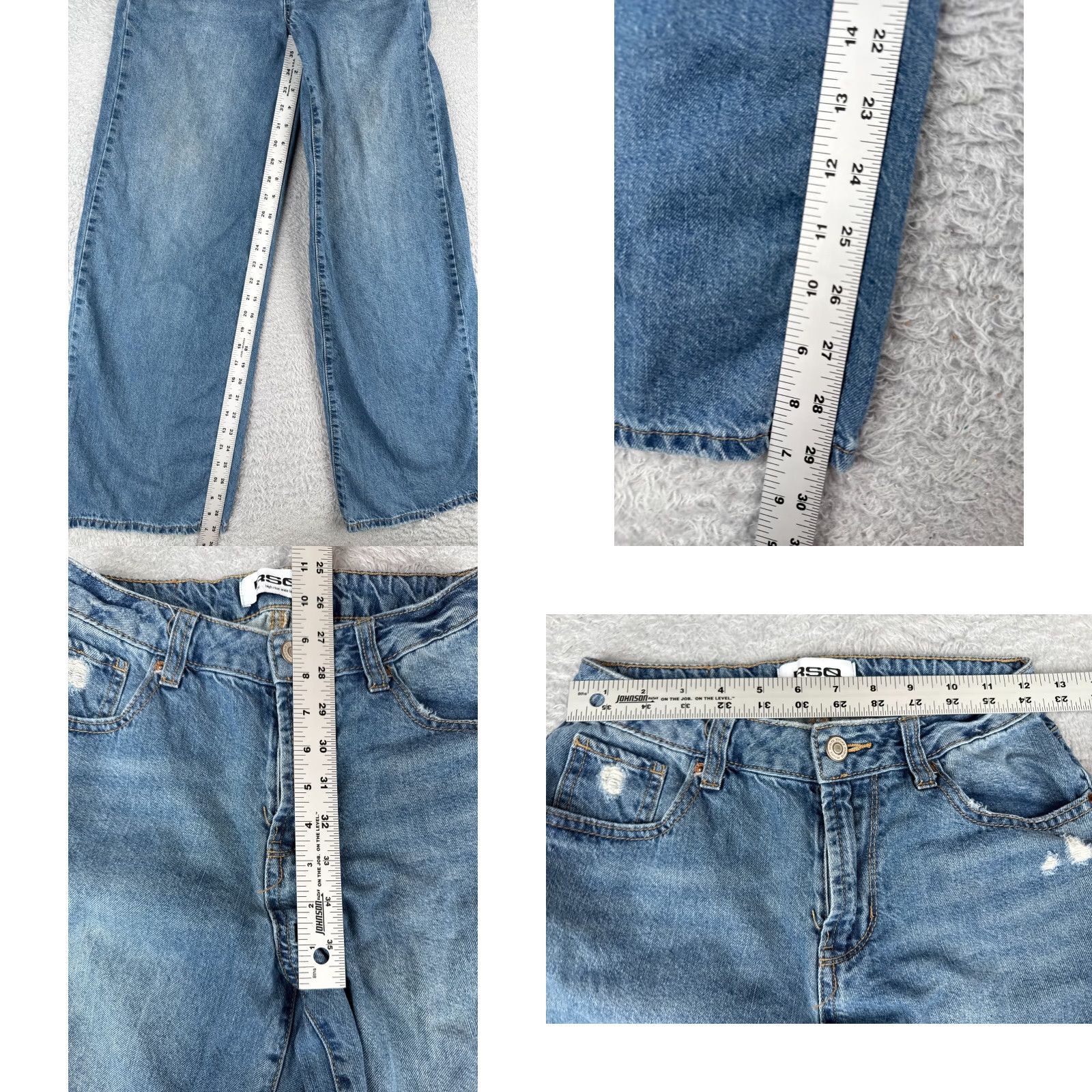 Rsq RSQ Jeans Women Jeans 26x29 Blue Wide-Leg Mid Rise Cotton Blend Distressed Zip Fly Vintage: No 90s Theme Size 26" / US 2 / IT 38 - 8 Thumbnail