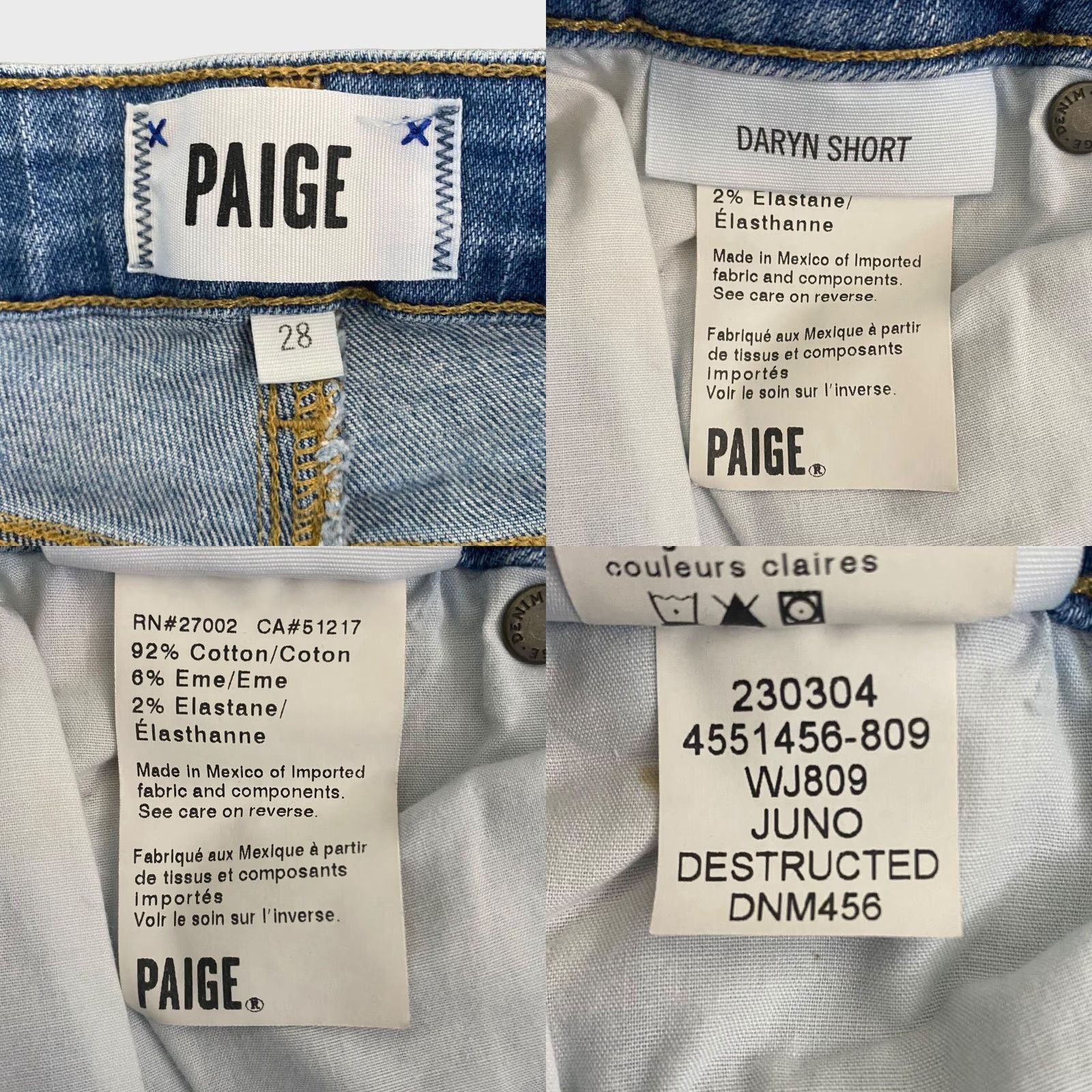 Paige PAIGE Daryn Distressed Jean Shorts Womens 28 Mid-Rise Raw Hem Blue Denim Size 28" / US 6 / IT 42 - 8 Thumbnail