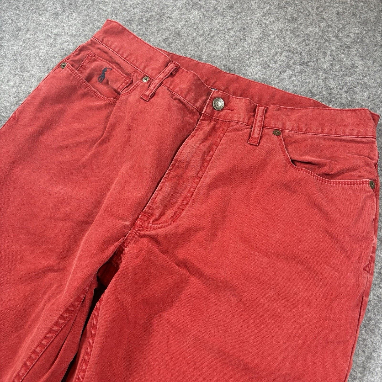 Polo Ralph Lauren Polo Ralph Lauren Red Dungarees Pants 35x32 Straight Leg Size US 35 - 3 Thumbnail