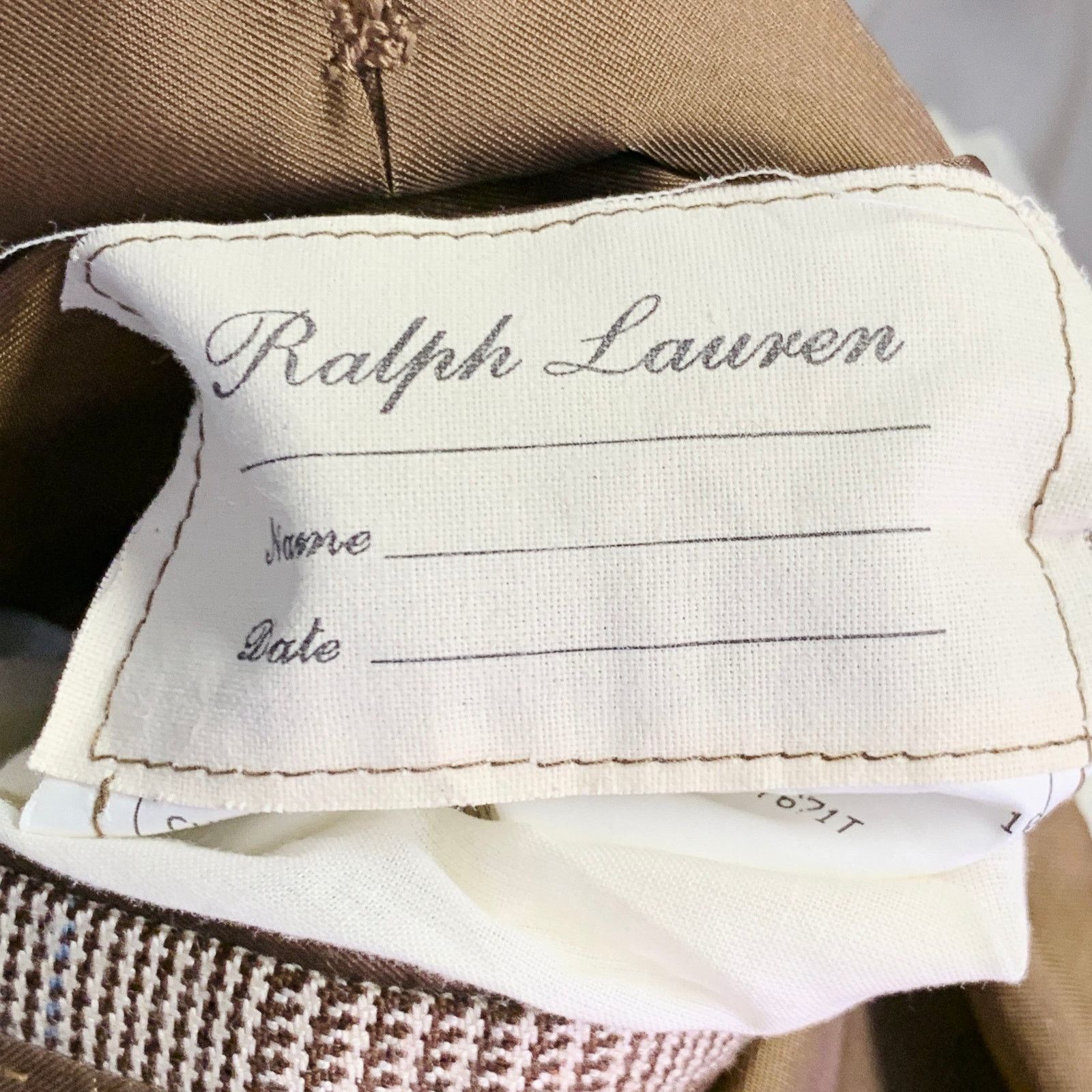 Ralph Lauren Size 38 Regular Brown Beige Plaid Cashmere Silk Sport Coat Size 38R - 13 Thumbnail