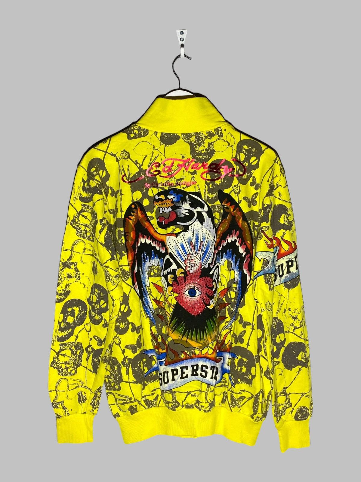 Ed Hardy Ed Hardy y2k hype streetwear all overprint zip up jacket Size US XL / EU 56 / 4 - 1 Thumbnail