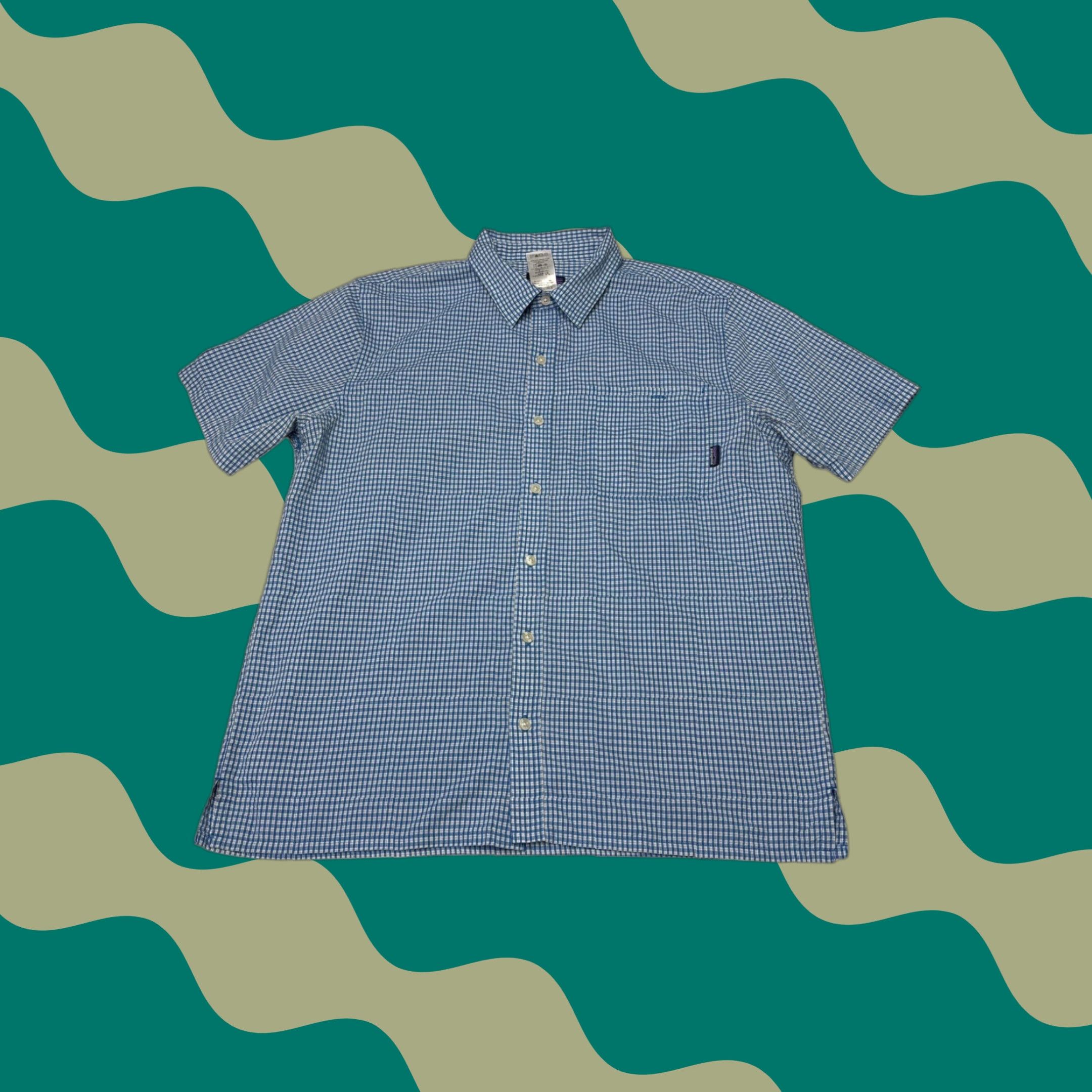 Patagonia Patagonia Mens Large Gingham Short Sleeve Button Down Shirt Blue White Plaid Shirt Size US L / EU 52-54 / 3 - 1 Thumbnail