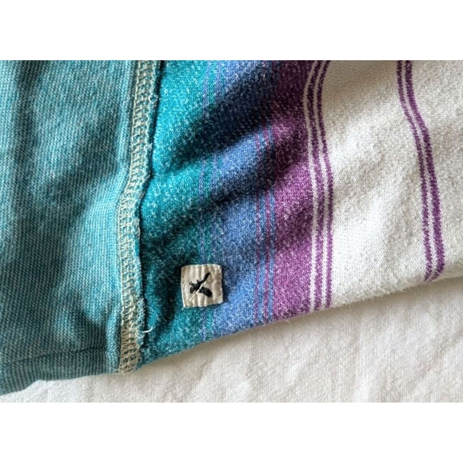 Vintage VINTAGE American Eagle Striped Sweatshirt Hoodie XL Womens Teal White Purple Pullover Y2K Size XL / US 12-14 / IT 48-50 - 4 Thumbnail