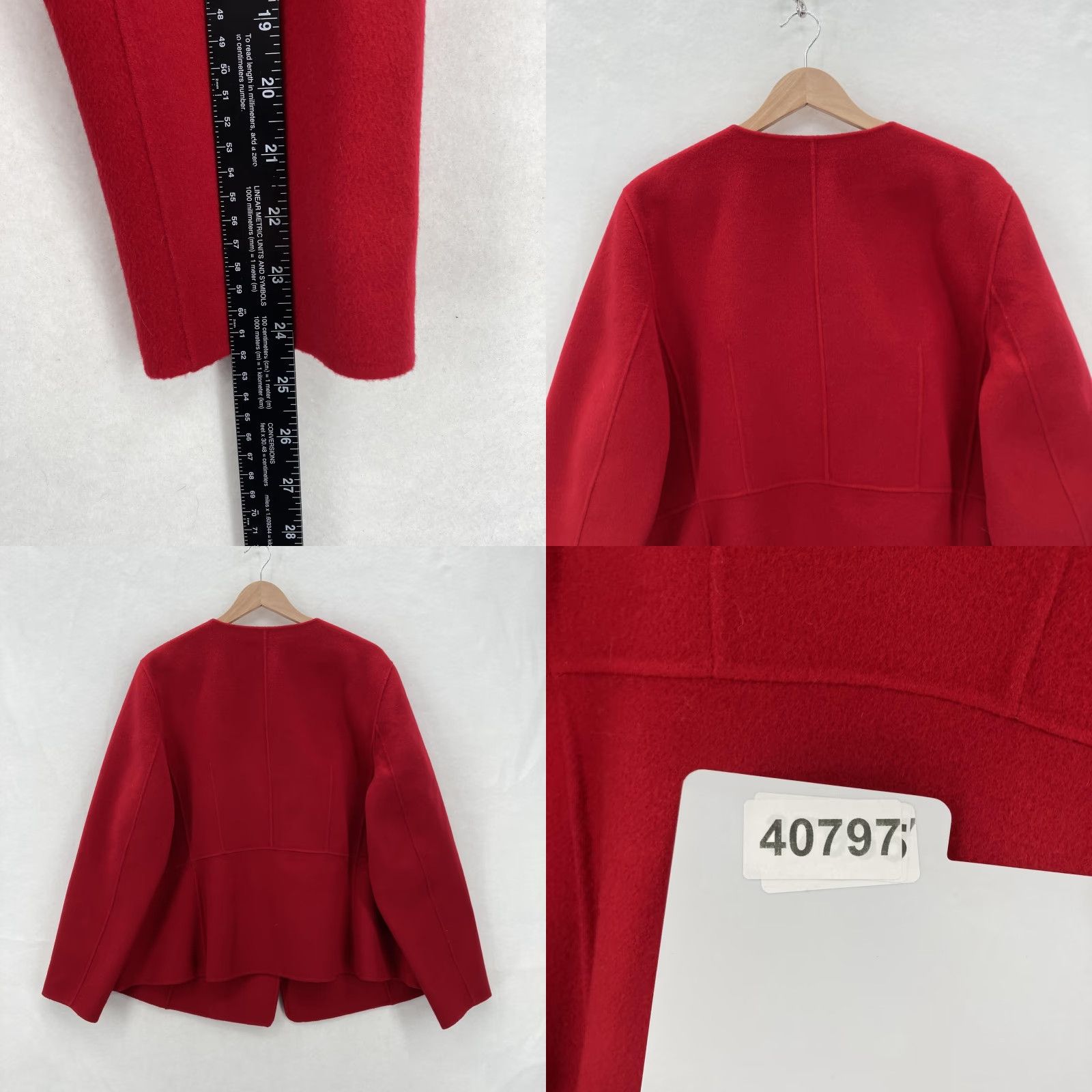 Talbots Talbots Jacket Womens 18W Red Wool Blend Collarless Button Front Peplum Back Size XXL / US 16-18 / IT 52-54 - 8 Thumbnail