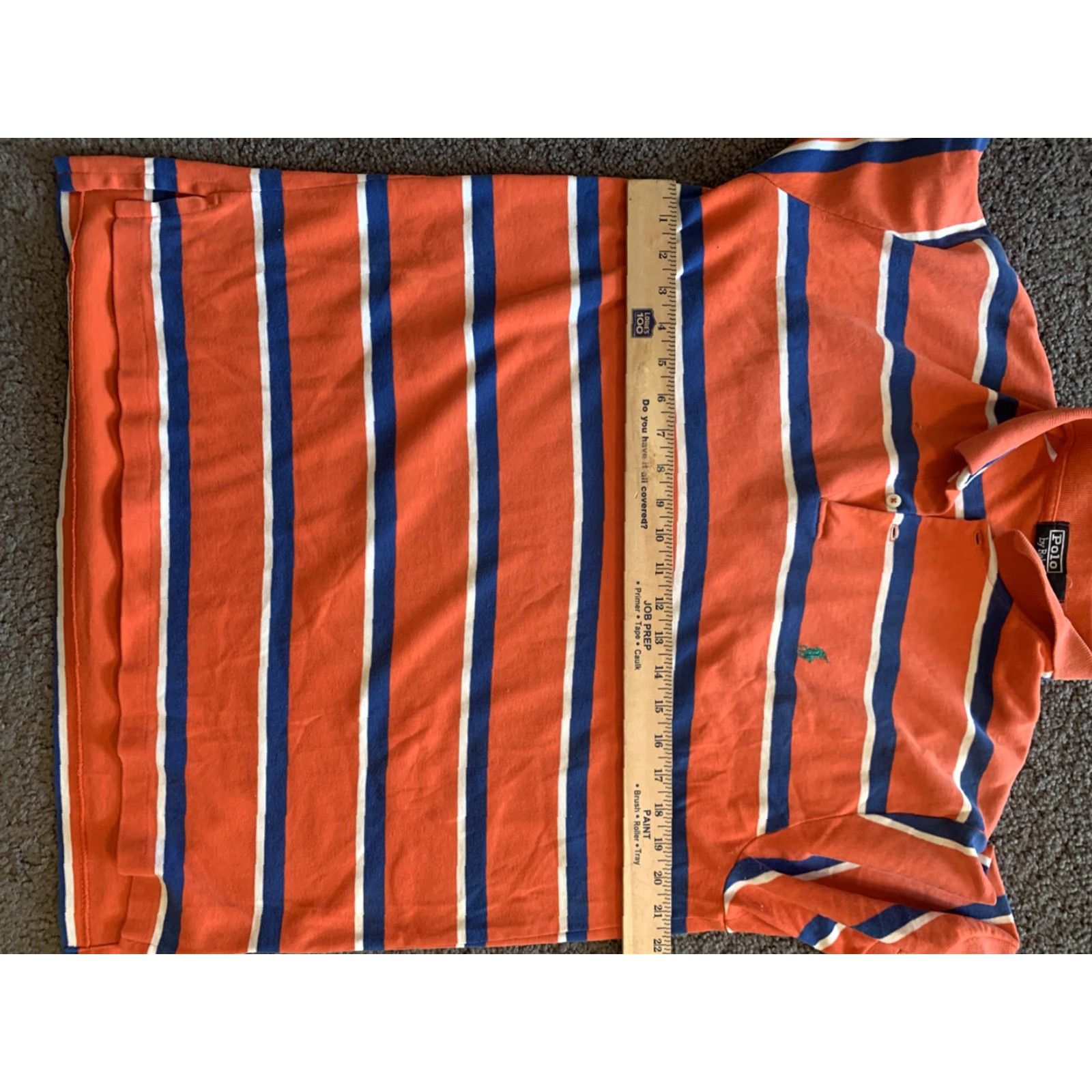 Polo Ralph Lauren VINTAGE Polo Ralph Lauren Shirt XL Collared USA Made Salmon Pink Blue Striped Polo Size US XL / EU 56 / 4 - 5 Thumbnail