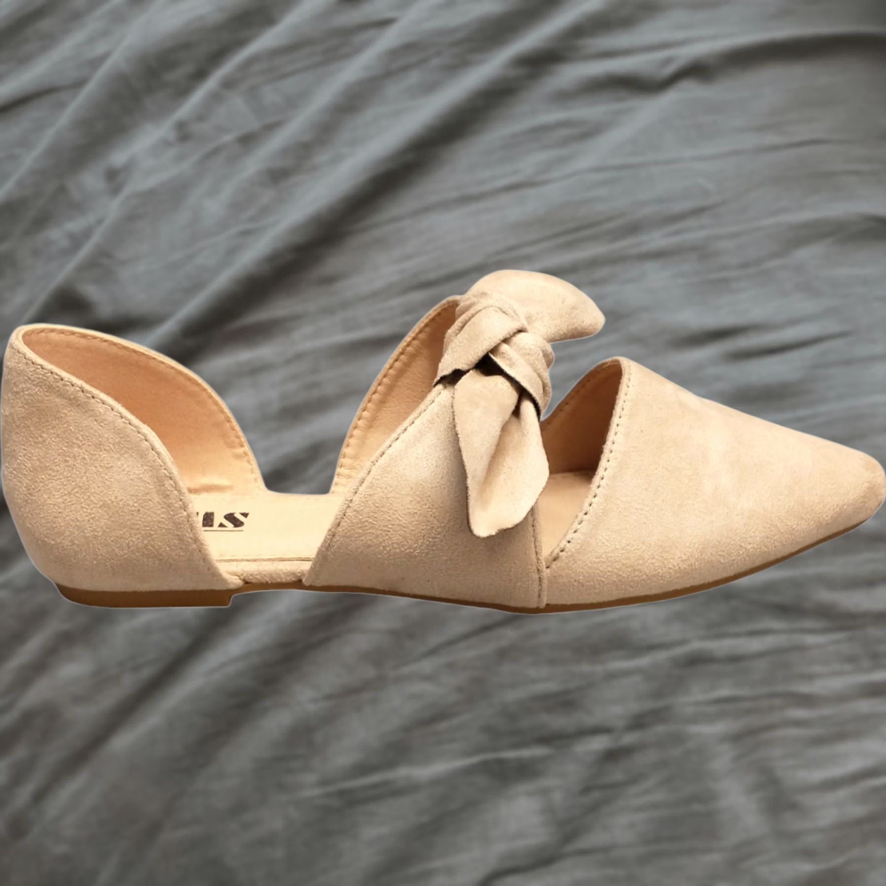 Vintage AMS Isabella 28 Bowknot Flats Womens Size 7.5 Tan Faux Suede Pointed Toe Slip On Women’s Flat Size US 8 / IT 38 - 1 Thumbnail